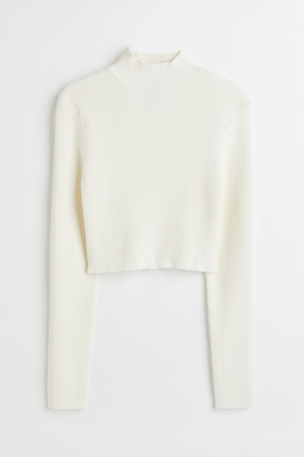 Knit Crop Top - Long sleeve - Crop - White - Ladies | H&M US