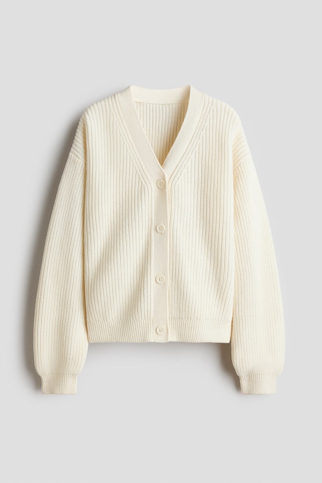 Rib-Knit Cardigan - Cream/Cream/black striped - 1
