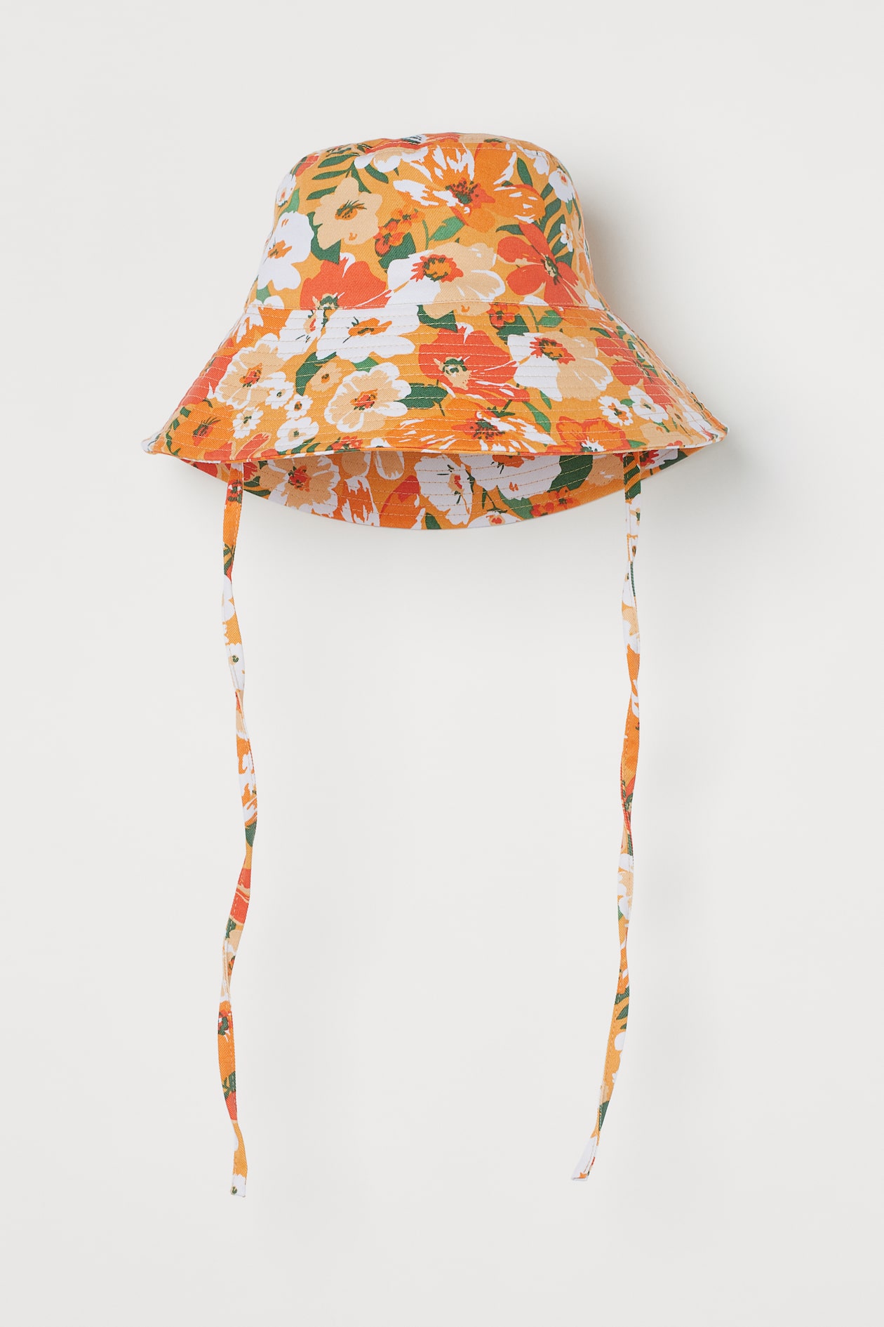 Hm Hat Women's Dark yellow/Floral Tie-detail sun hat | H&M GB