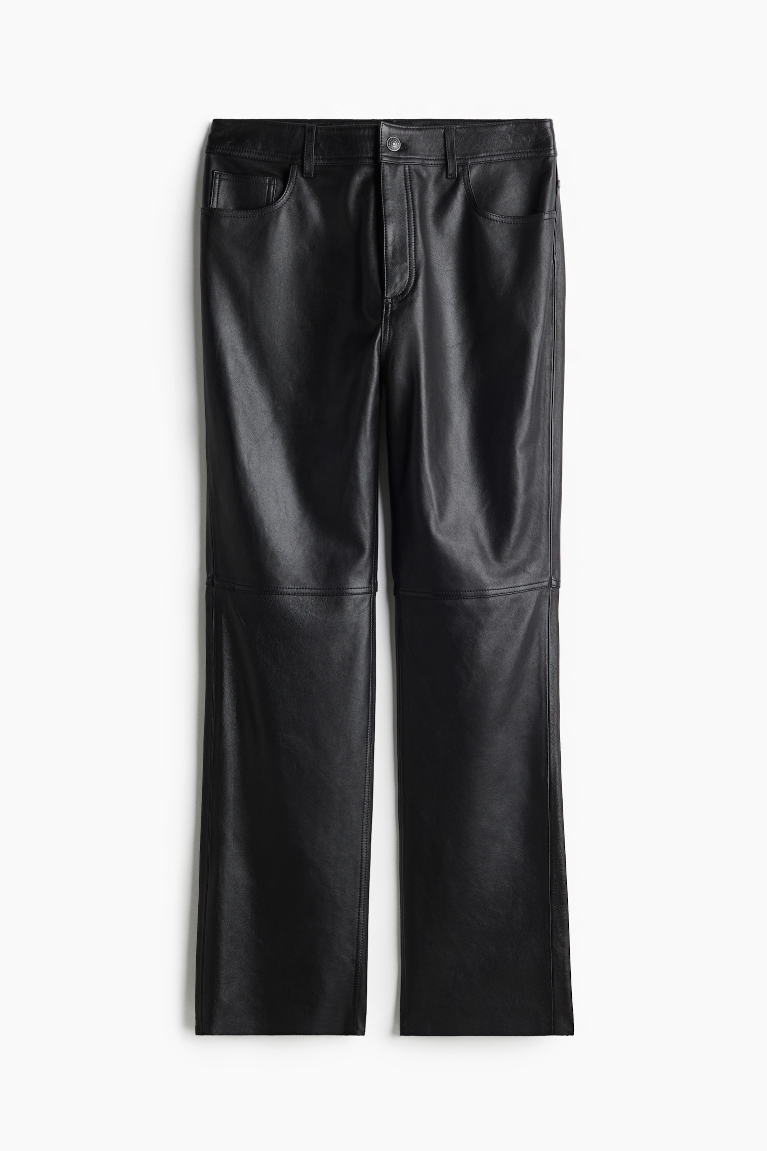 Ankle-length leather trousers - Black - 2