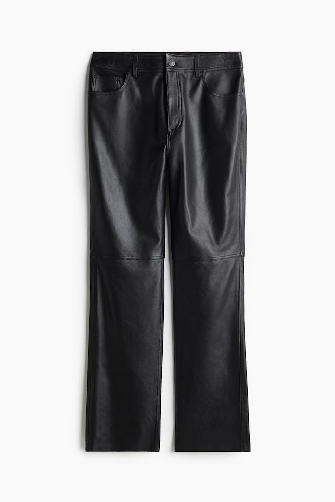 Ankle-length leather trousers - Black - 1