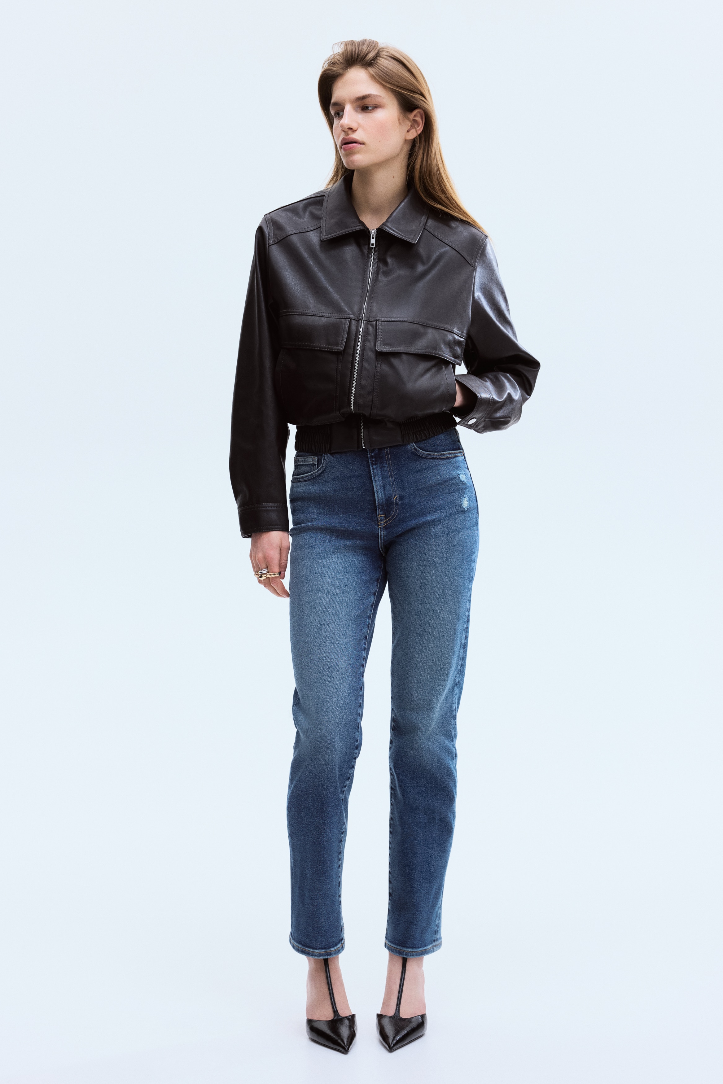 Skinny High Waist Ankle Jeans - Bleu denim/Bleu denim foncé