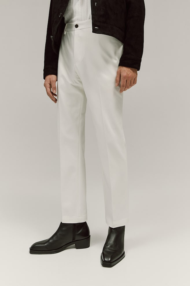 Regular Fit Crease-leg trousers - White/Black - 3