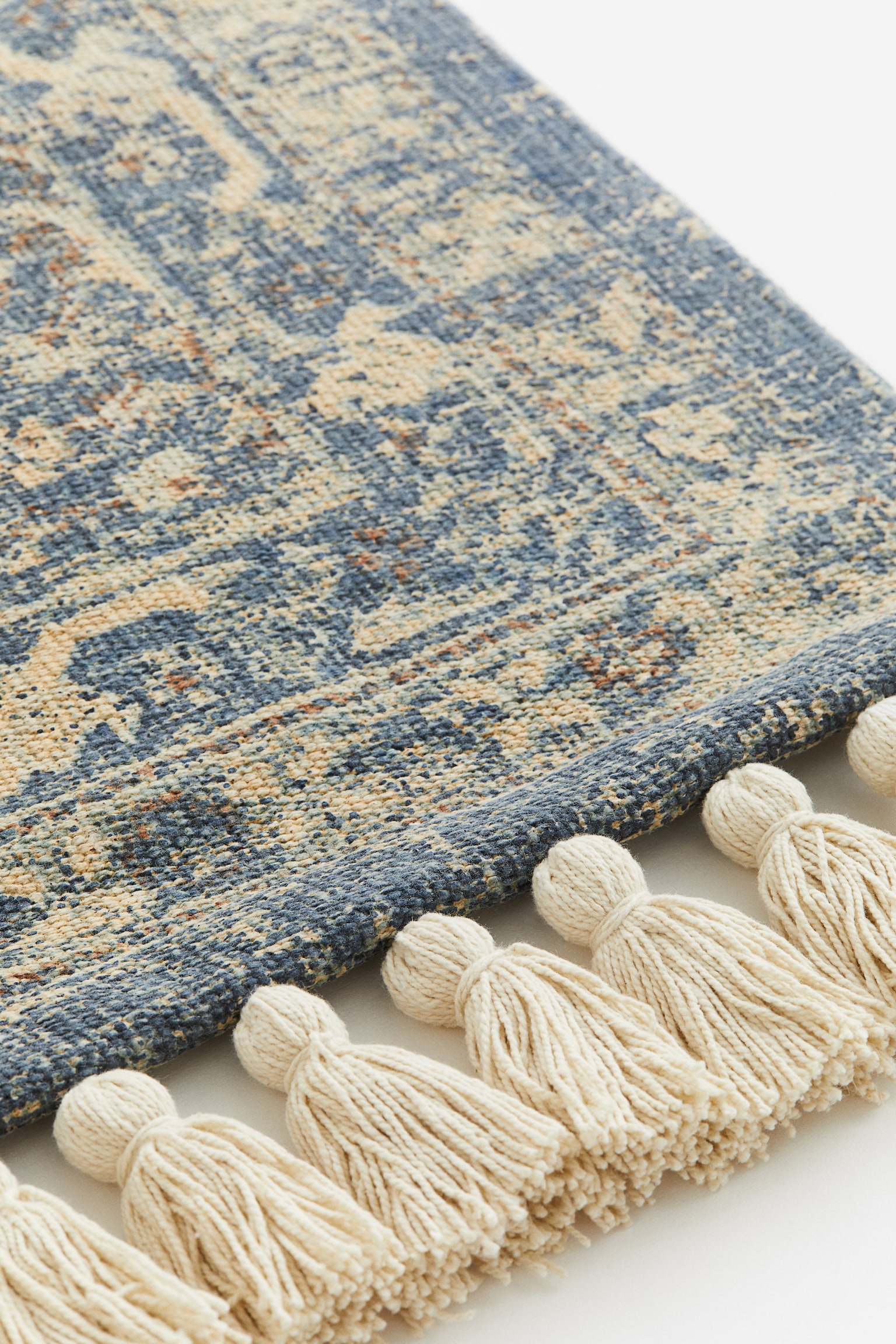 Fringed patterned rug - Blue/Patterned - 2