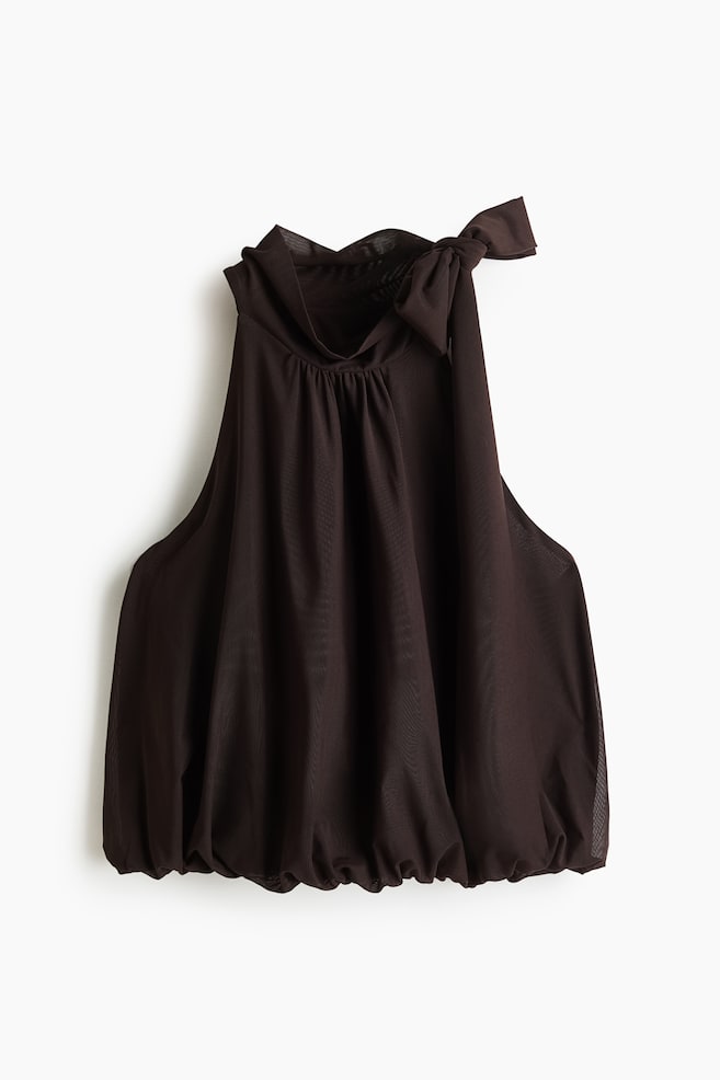 Top with Scarf Collar - Dark brown - 1