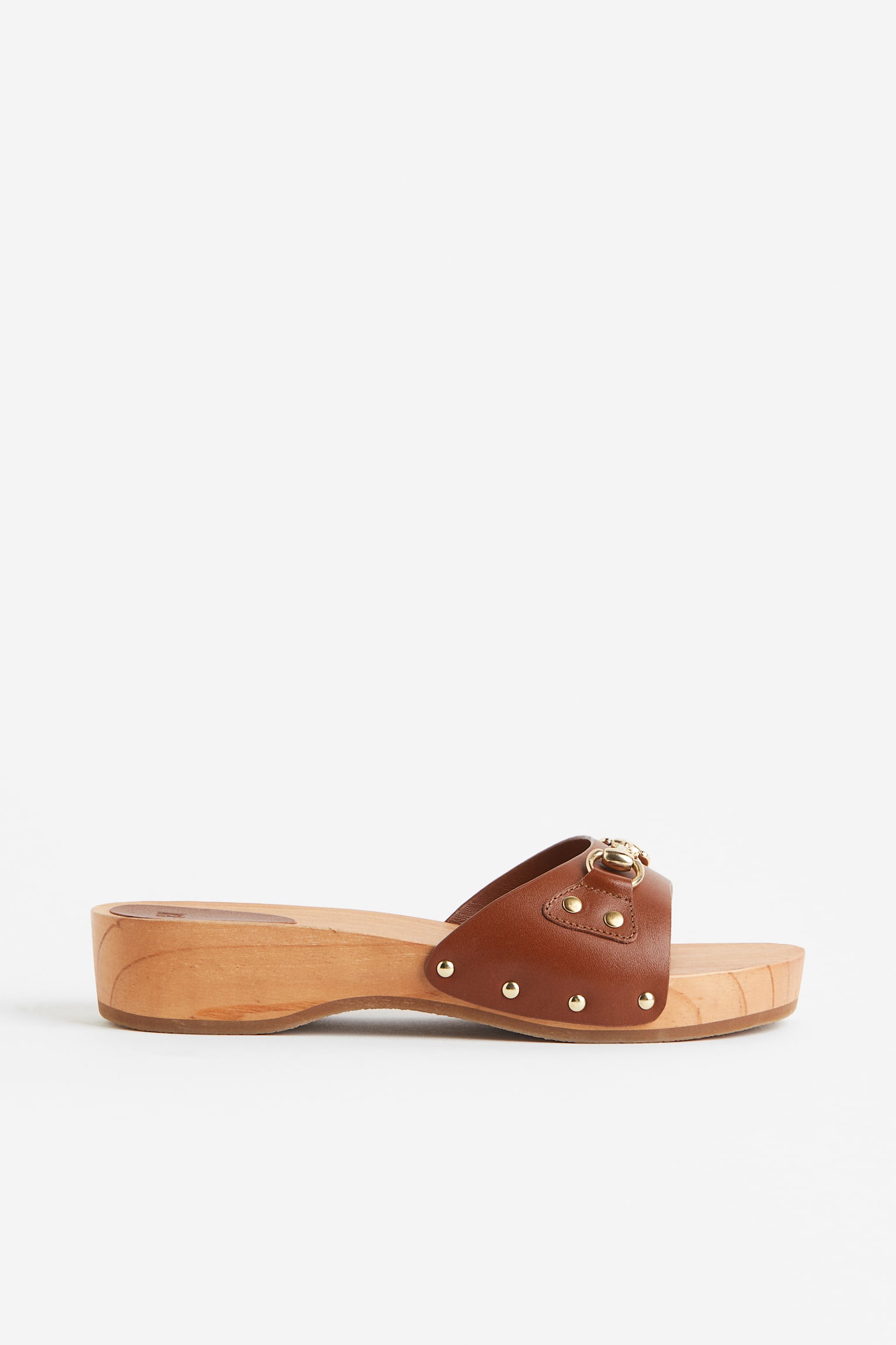 Leather Clogs - Brown - 1