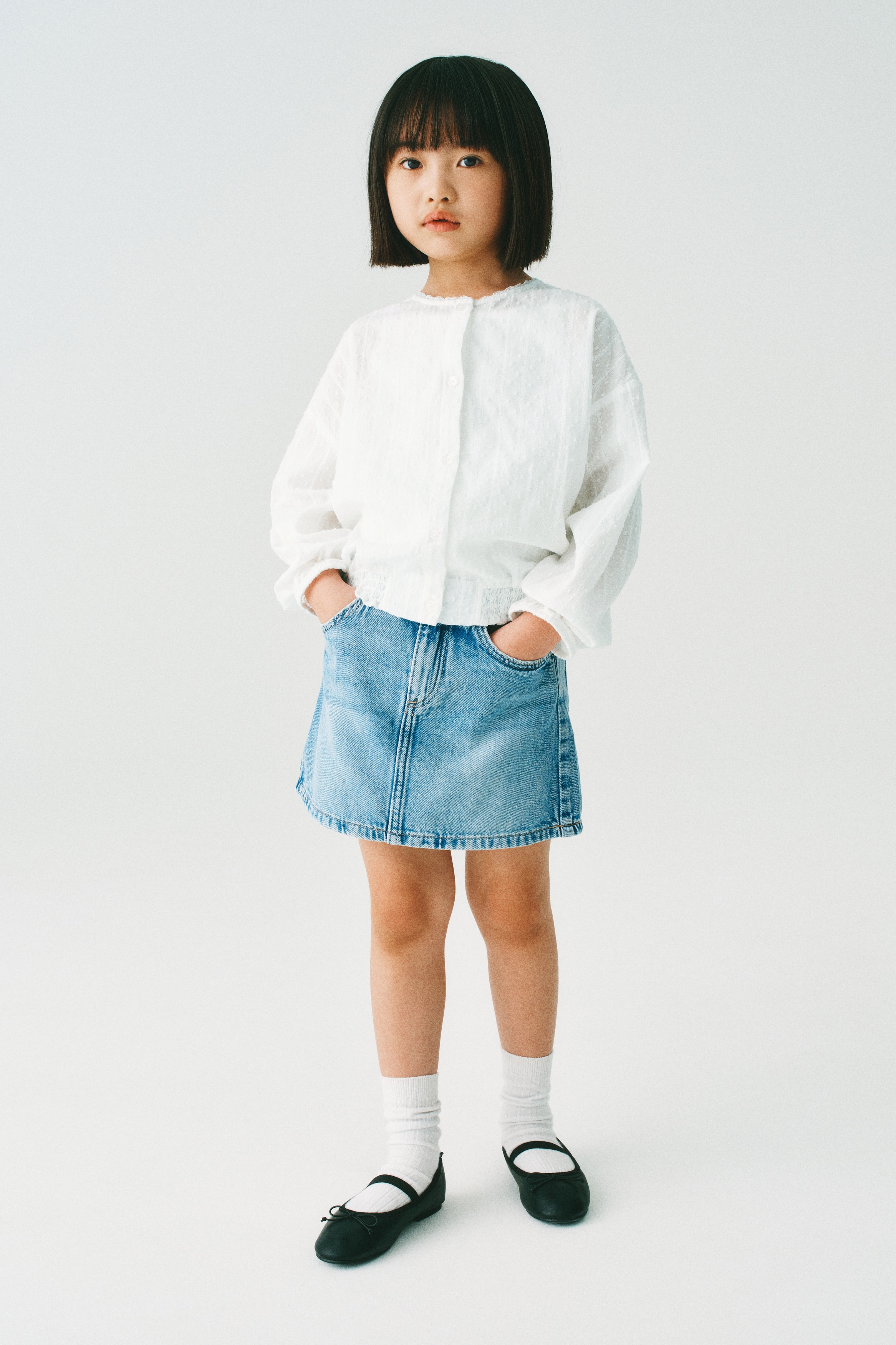 バルーンスリーブ プリュムティブラウス - ホワイト - Kids | H&M JP