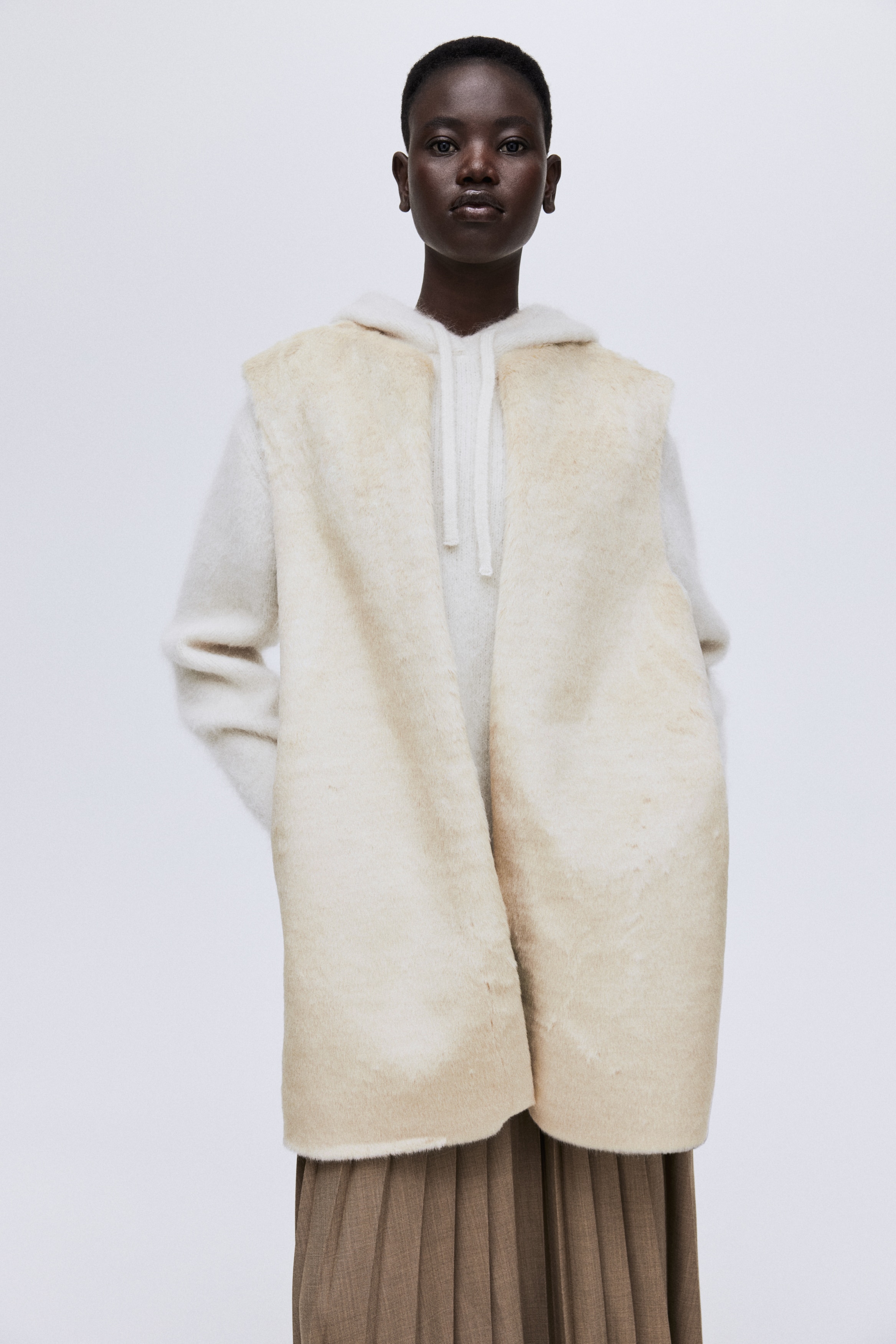 H & M - ロングベスト - ベージュ