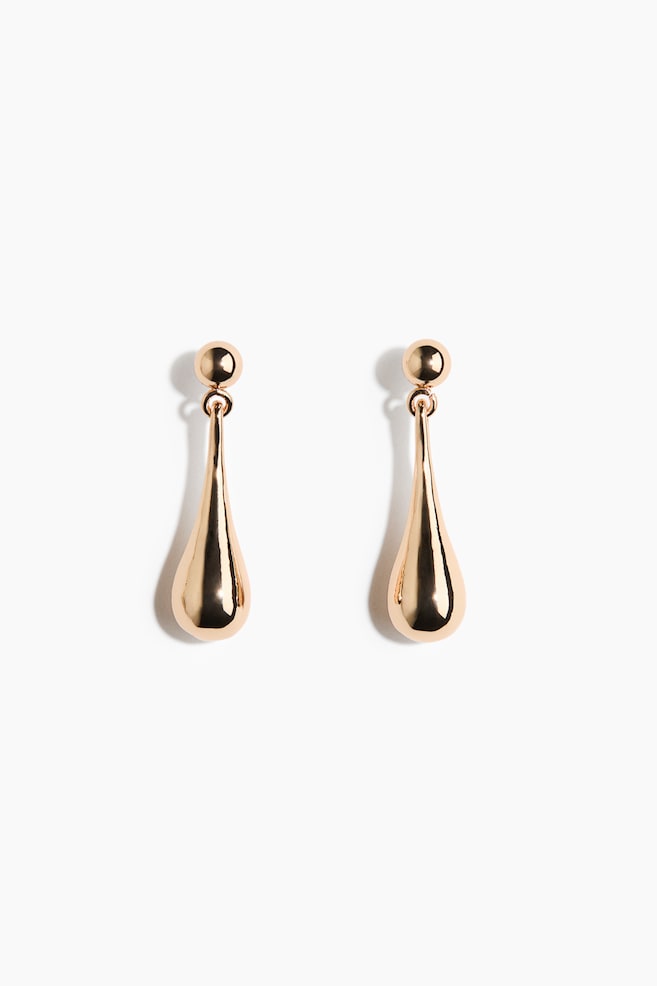 Teardrop Pendant Earrings - Gold-colored - 1