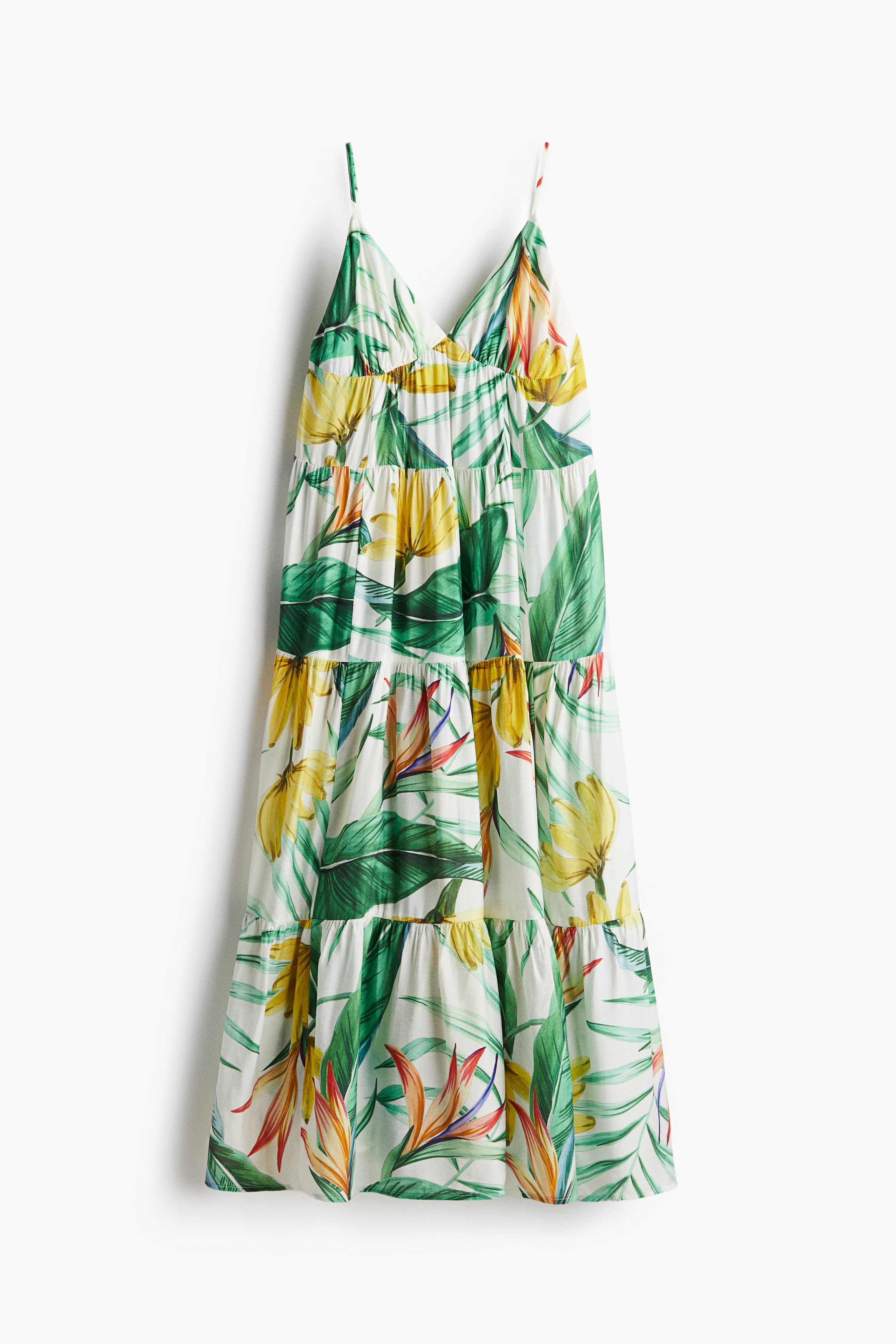 Tiered maxi dress - White/Floral/Bright pink