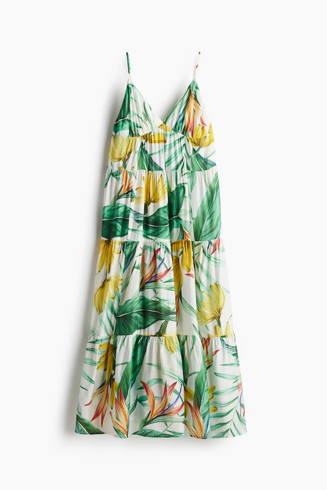 Maxivestido escalonado - Blanco/Floral/Rosa vivo - 1