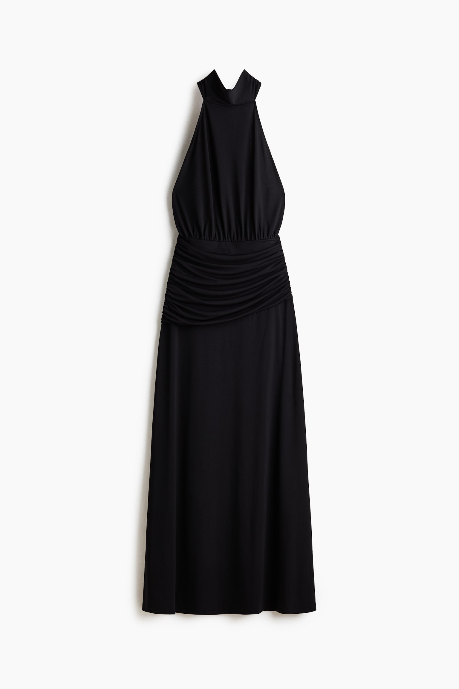 Drapirana haljina s halter izrezom - Crna/Narandžasta - 1