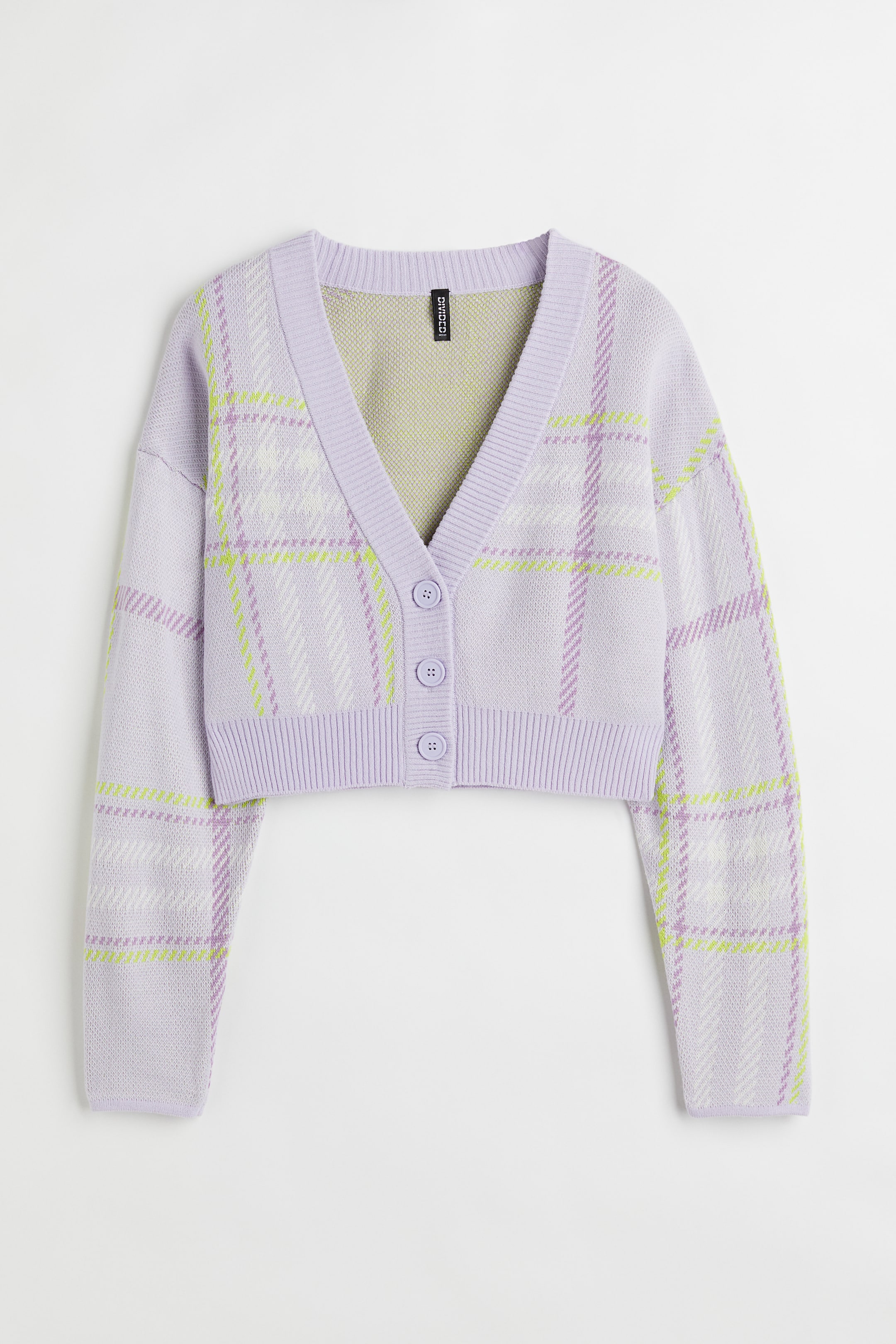 Größeres Bild ansehen: Cardigan in Jacquardstrick - Lila/Kariert - Ladies | H&M DE 1