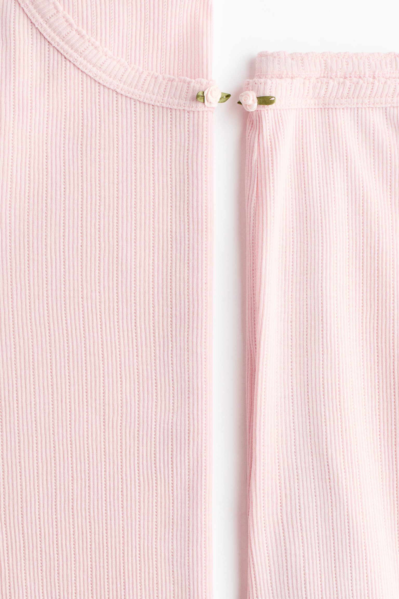 Gerippter Jerseypyjama - Hellrosa/Dunkelbraun - 5