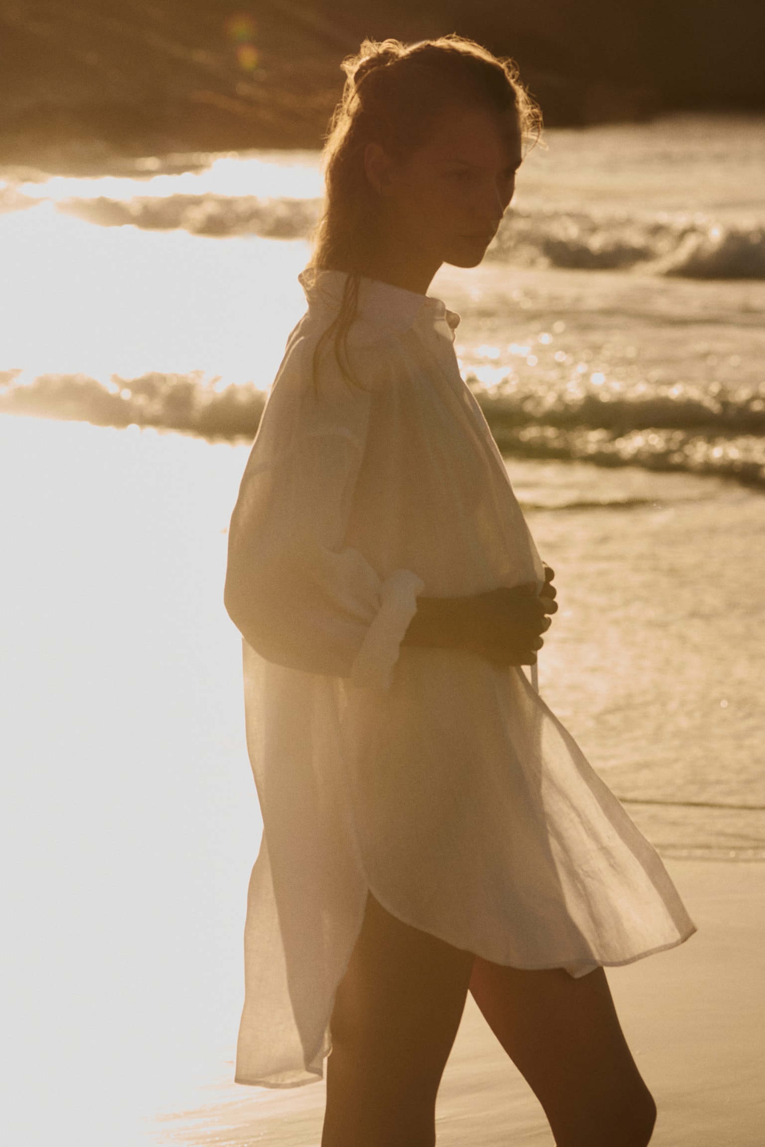 חולצת חוף מפשתן - לבן - 5