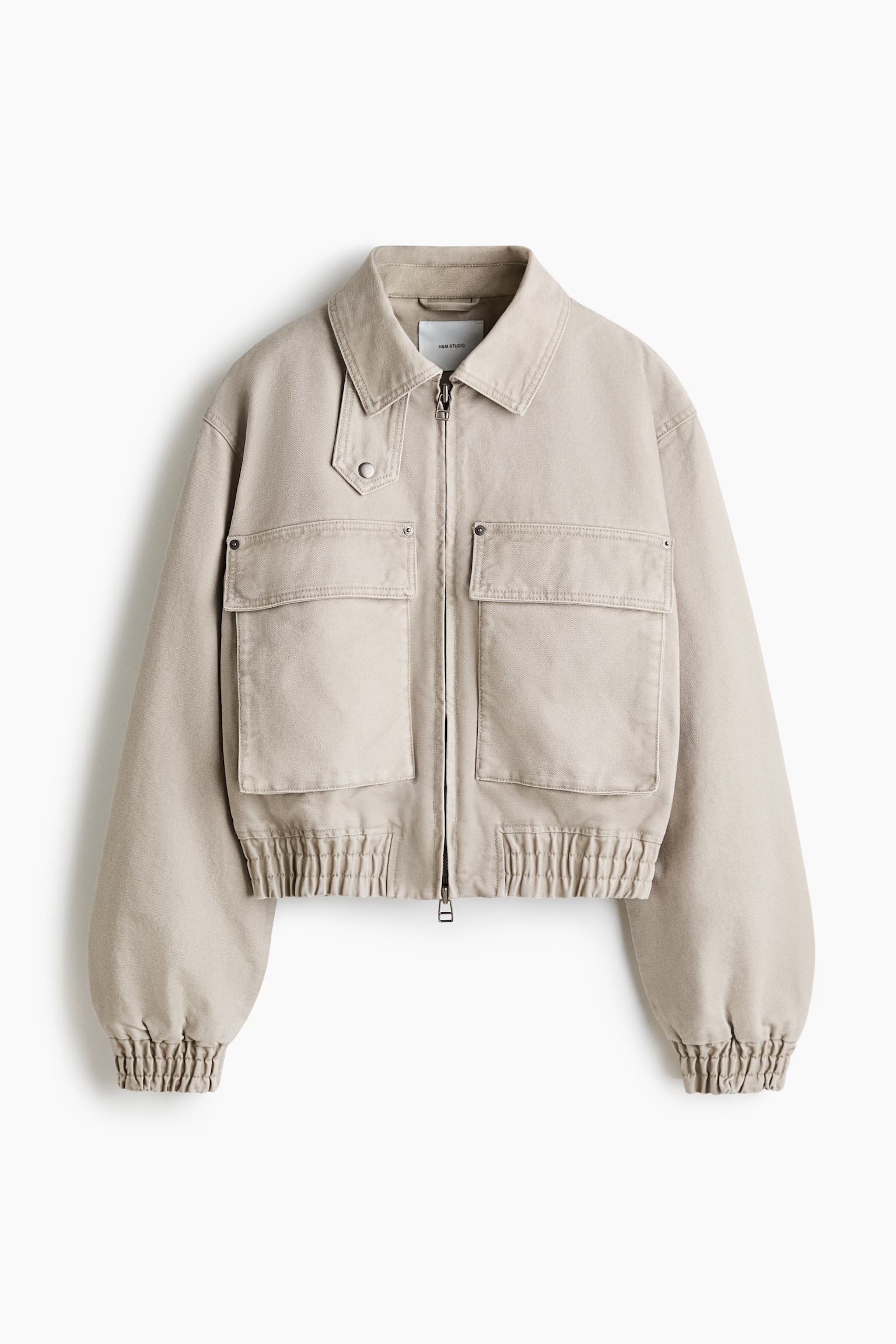 Padded canvas jacket - Beige - 1
