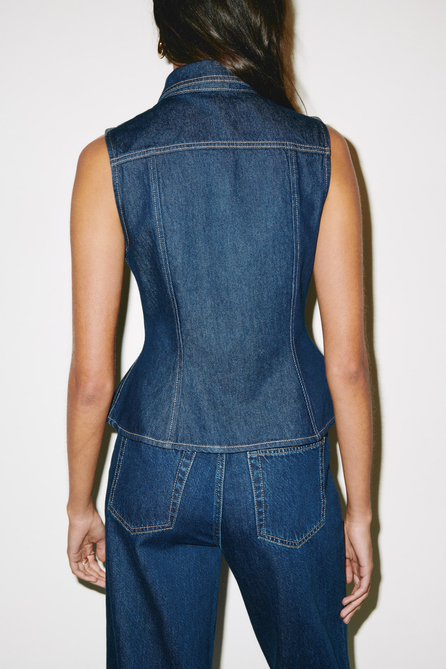 Peplum denim waistcoat - Dark denim blue - 6
