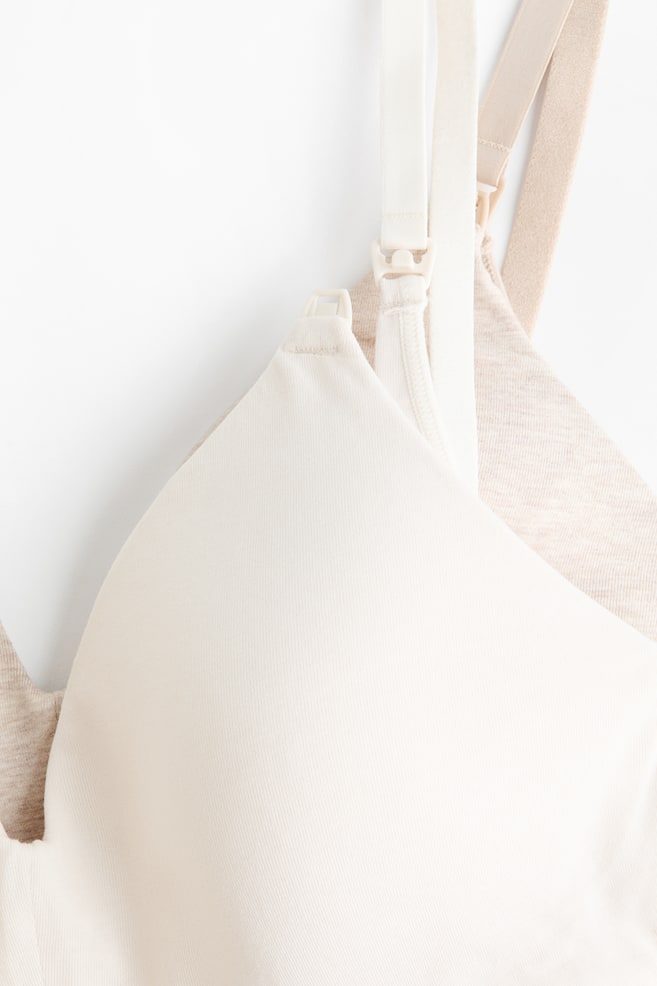 MAMA Set van 2 padded voedings-bh's van katoen - Lichtbeige gemêleerd/wit/Zwart/lichtbeige/Beige gemêleerd/lichtroze/Lichtgrijs gemêleerd/wit - 6