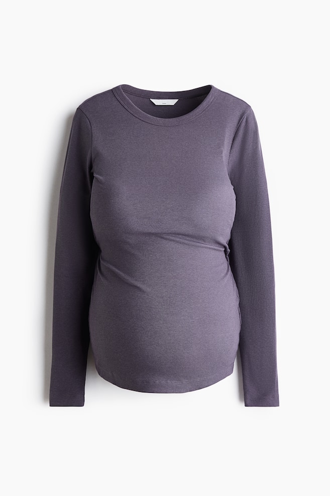 MAMA Ribbed jersey top - Dusty purple/Light beige marl/Black/Grey marl/Light green/Cream/Dusty pink/White/Striped/Dark brown - 1