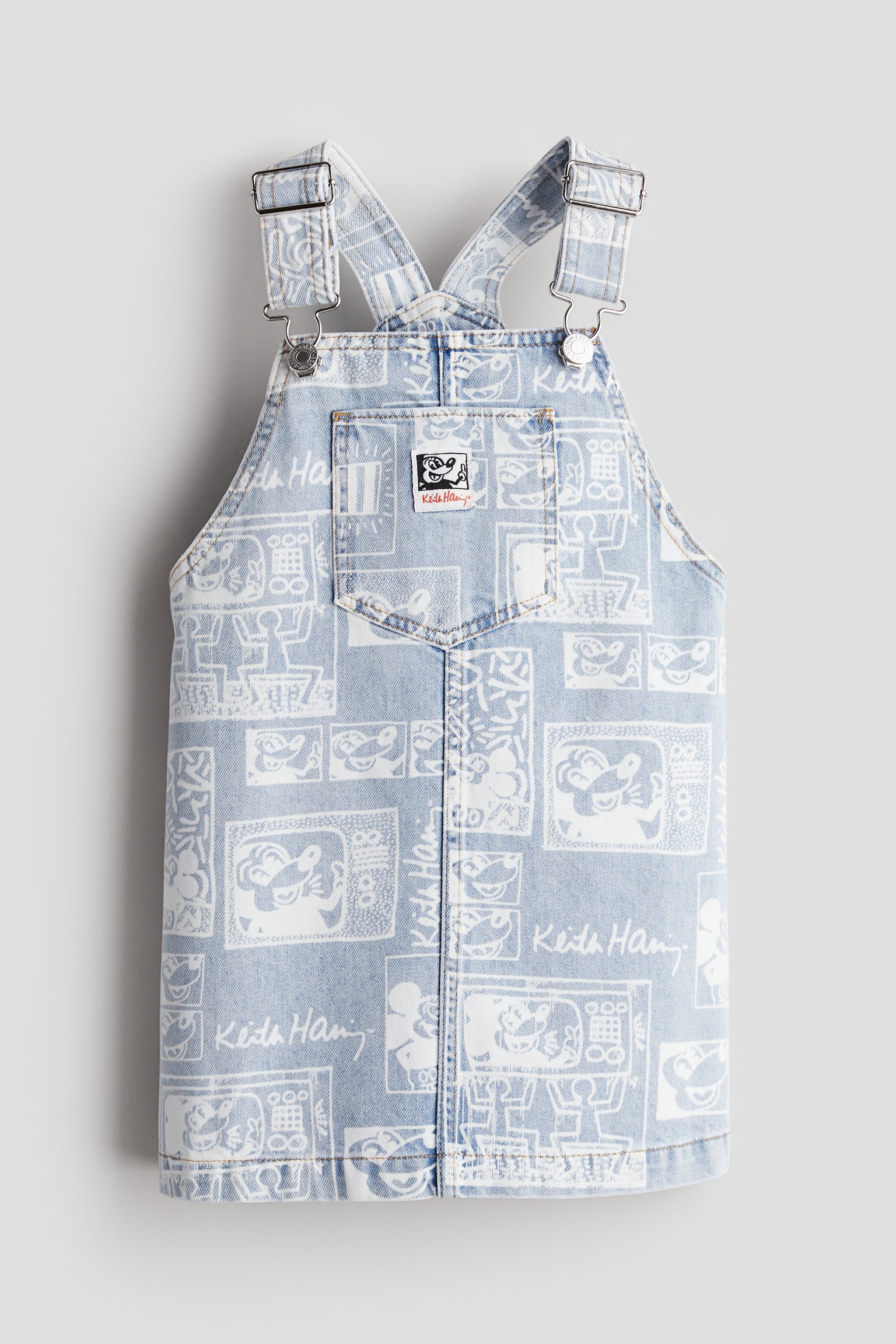 Patterned dungaree dress - Light blue/Patterned - 1