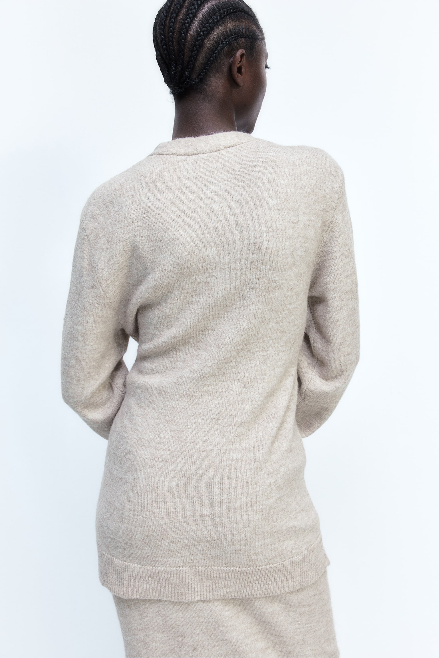 MAMA Before & After wrapover cardigan - Light beige marl/Dark grey marl - 6