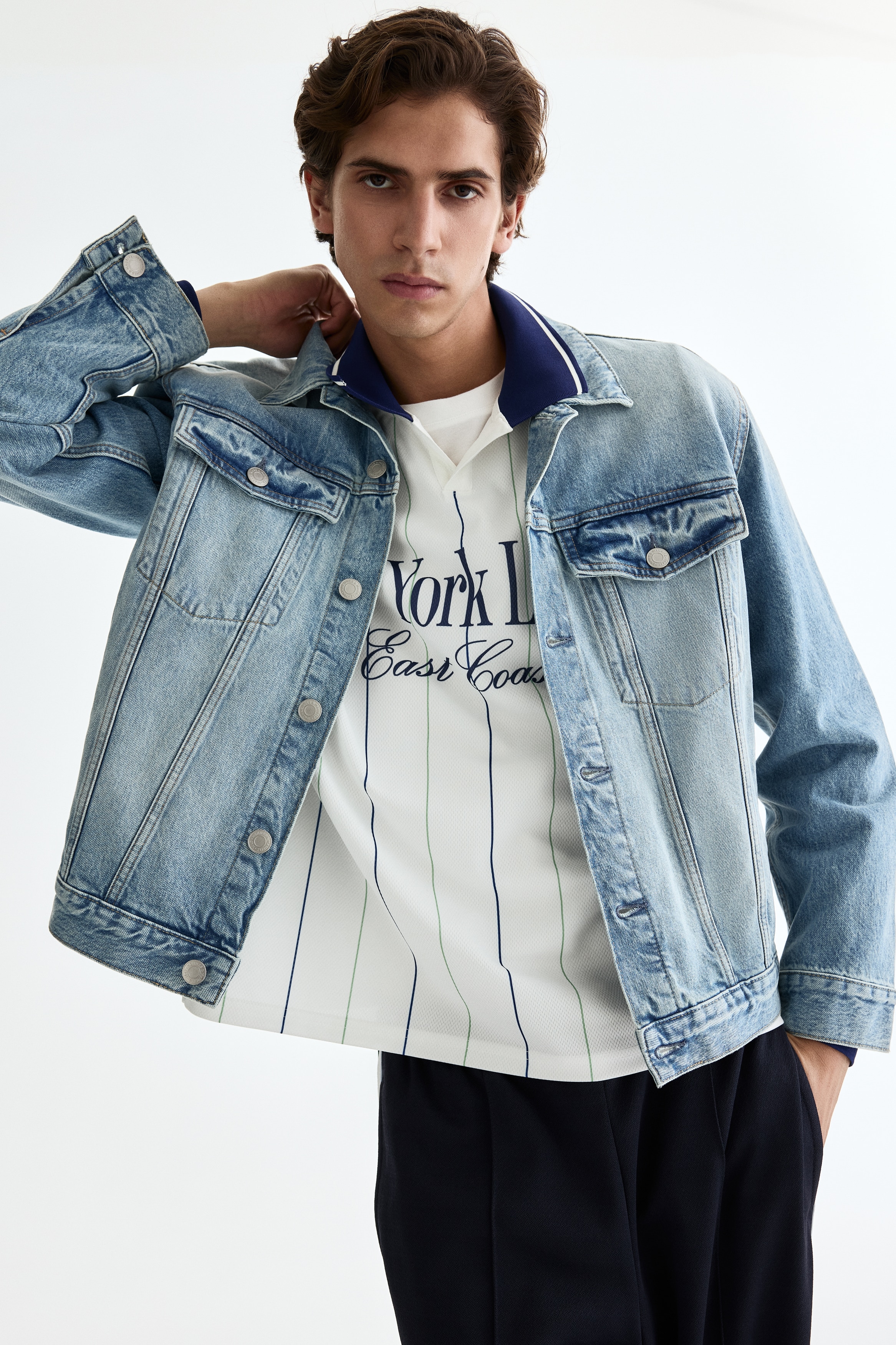 Giubbotto stile trucker in denim - Blu denim/Nero/Verde denim/Nero denim/Blu denim