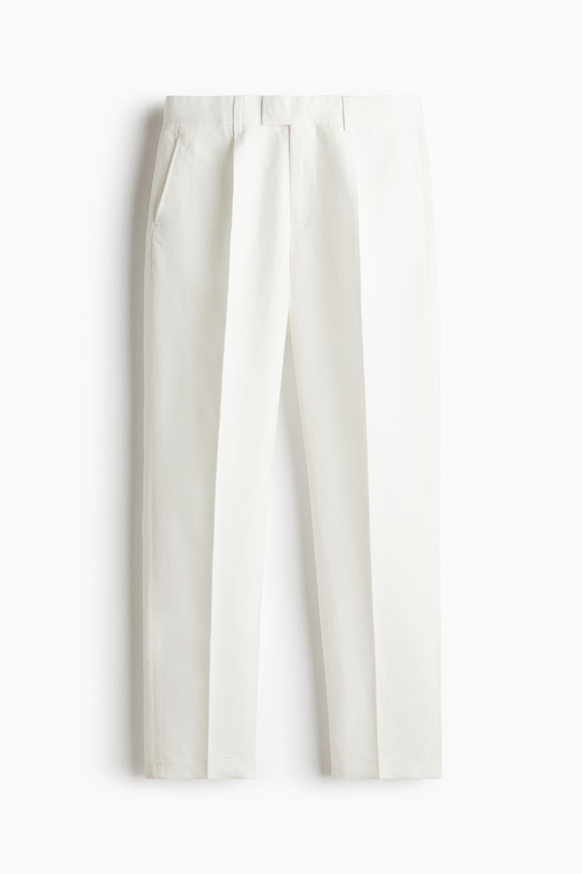 Regular Fit Linen-blend suit trousers - White - 1