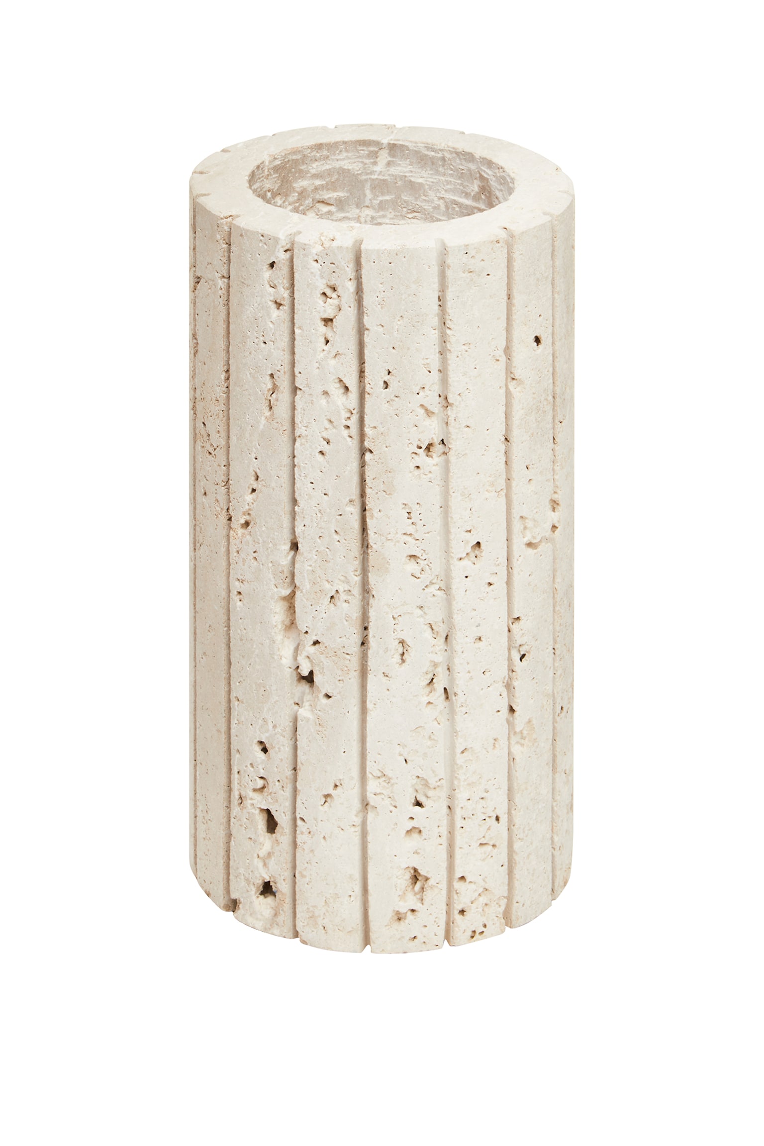 Tibor Travertine Ribbed Vase - Natural - 4