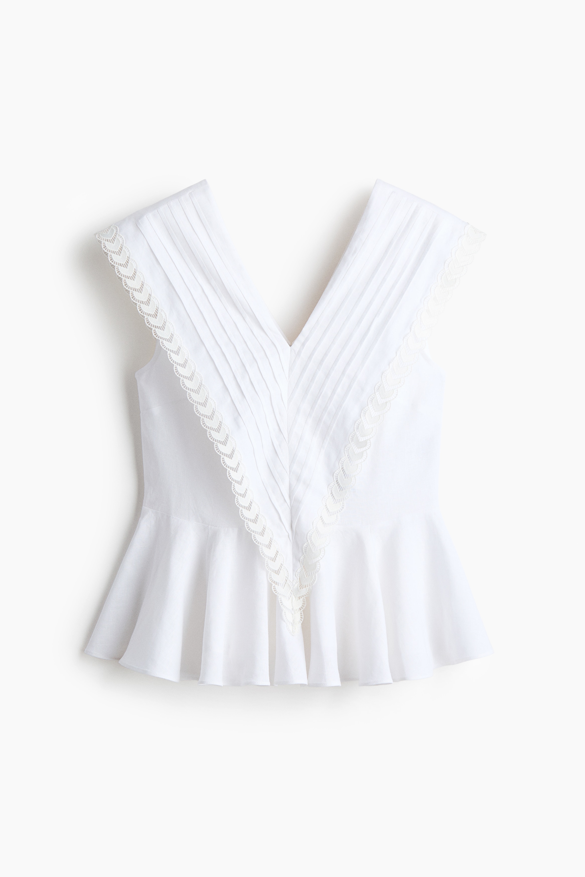 Áo peplum linen pha - Màu trắng