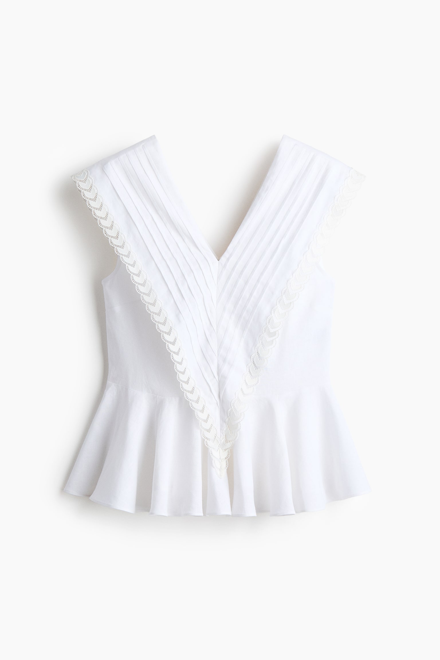 Áo peplum linen pha - Màu trắng - 1