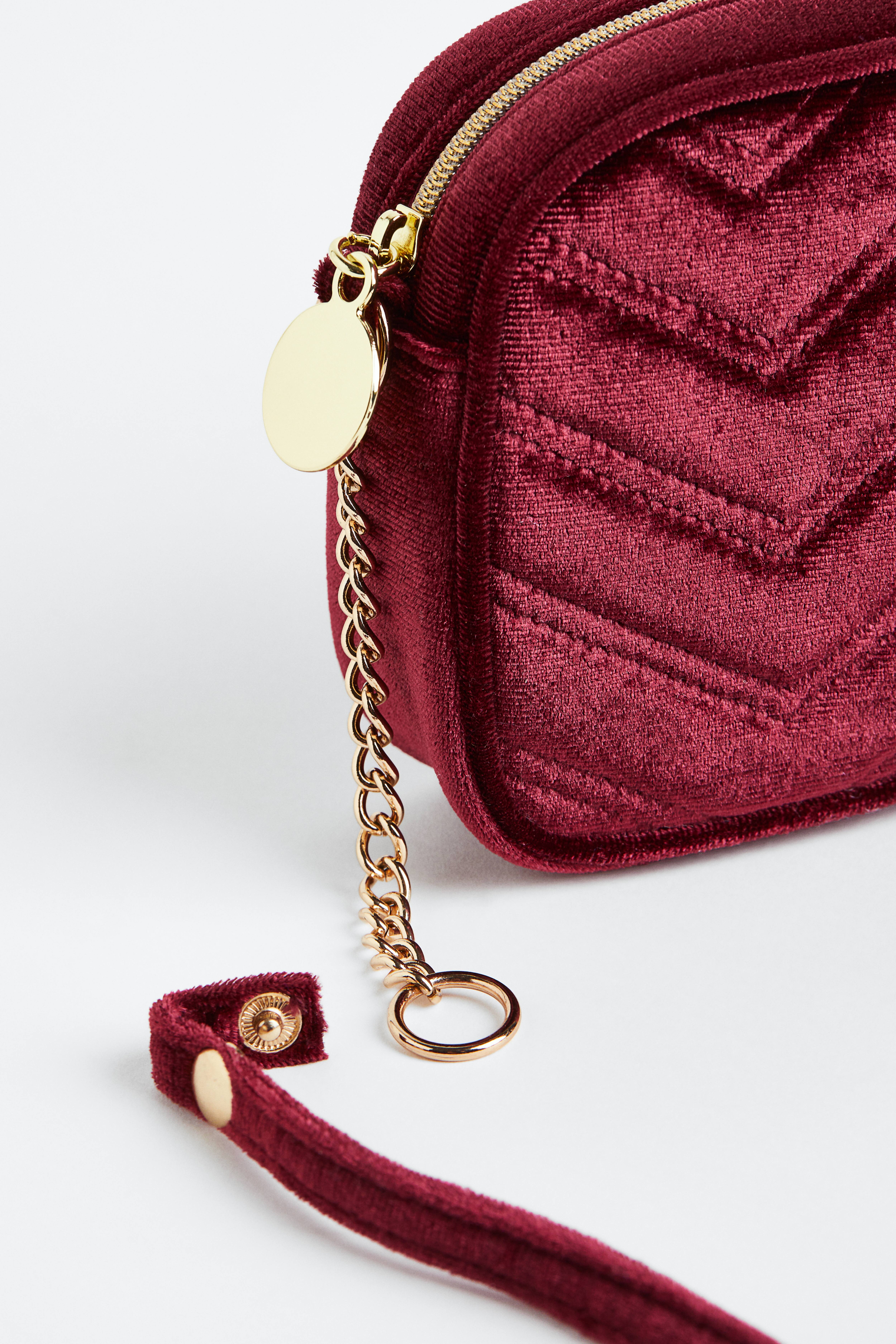 Valentino Womens Red Velvet Carillon Circle Crossbody Bag