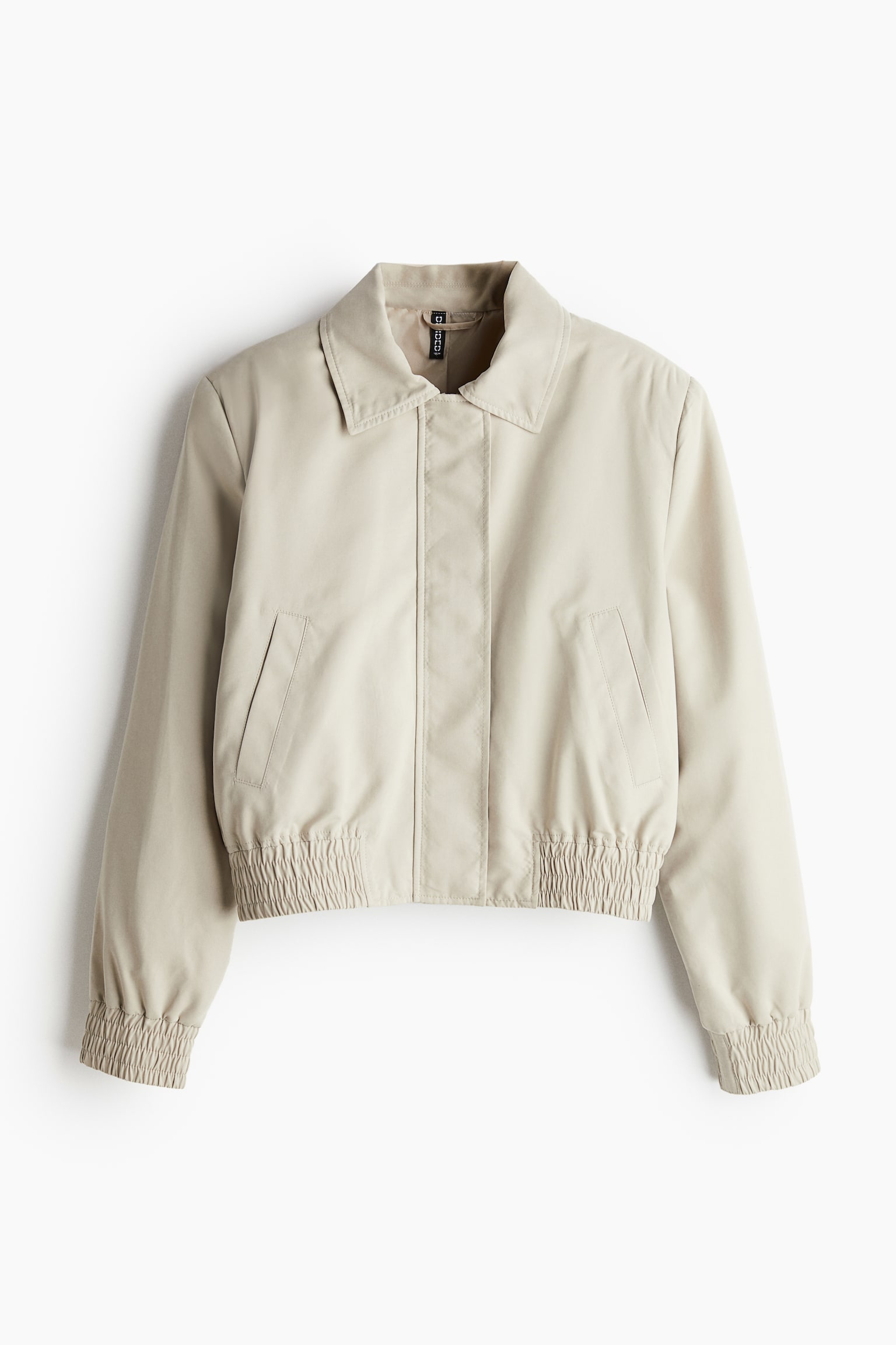 Shoulder Pad Bomber Jacket - Beige/Black - 2