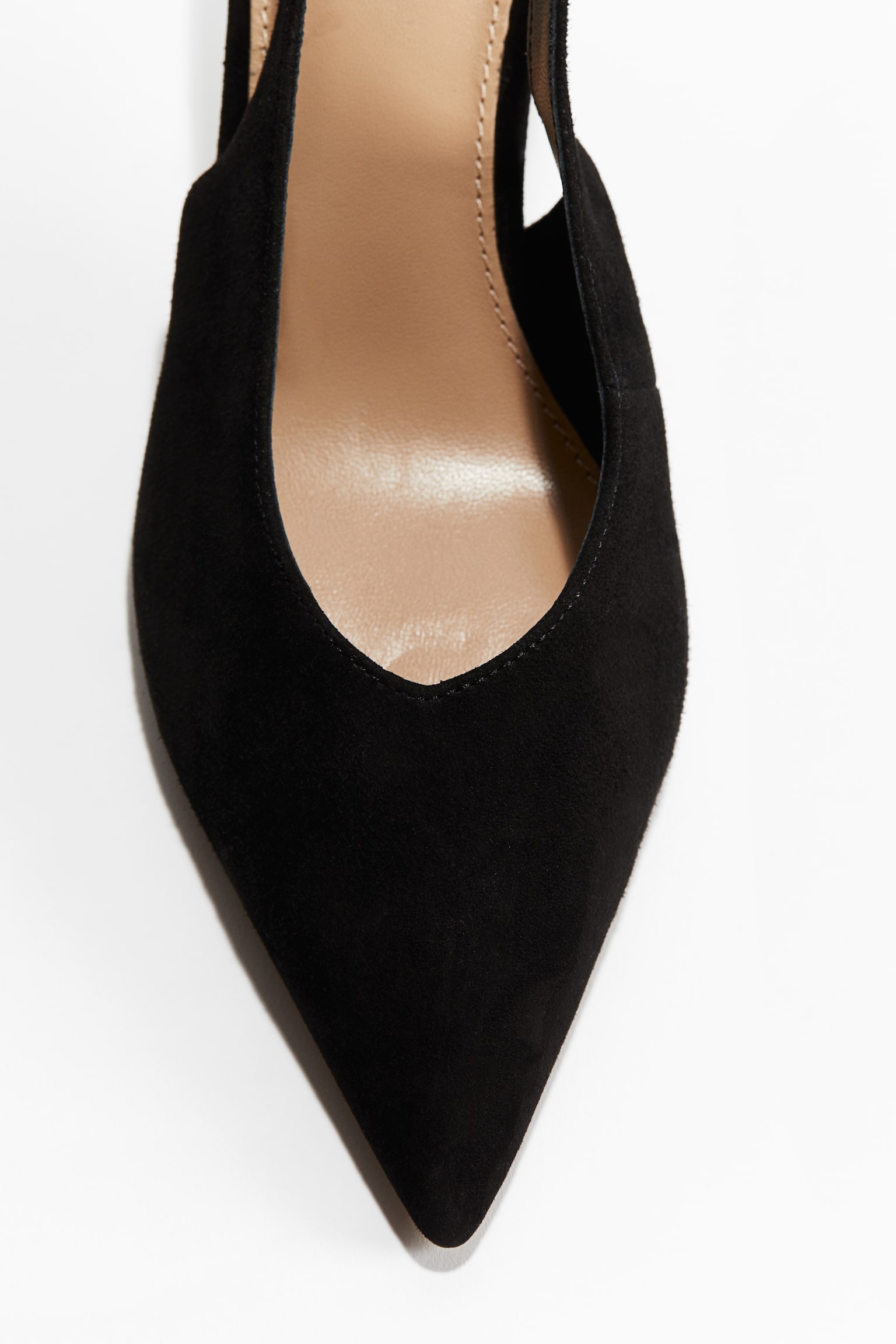 Suede Slingback Pumps - Black/Beige - 3