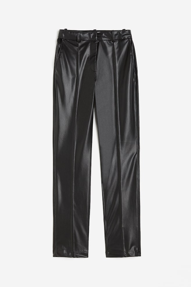 Slim coated trousers - Black - 1