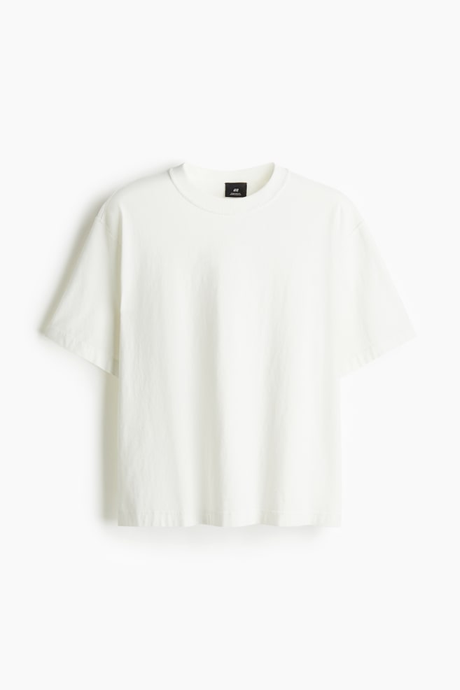 T-shirt met gewassen look - Boxy Fit - Wit - 1