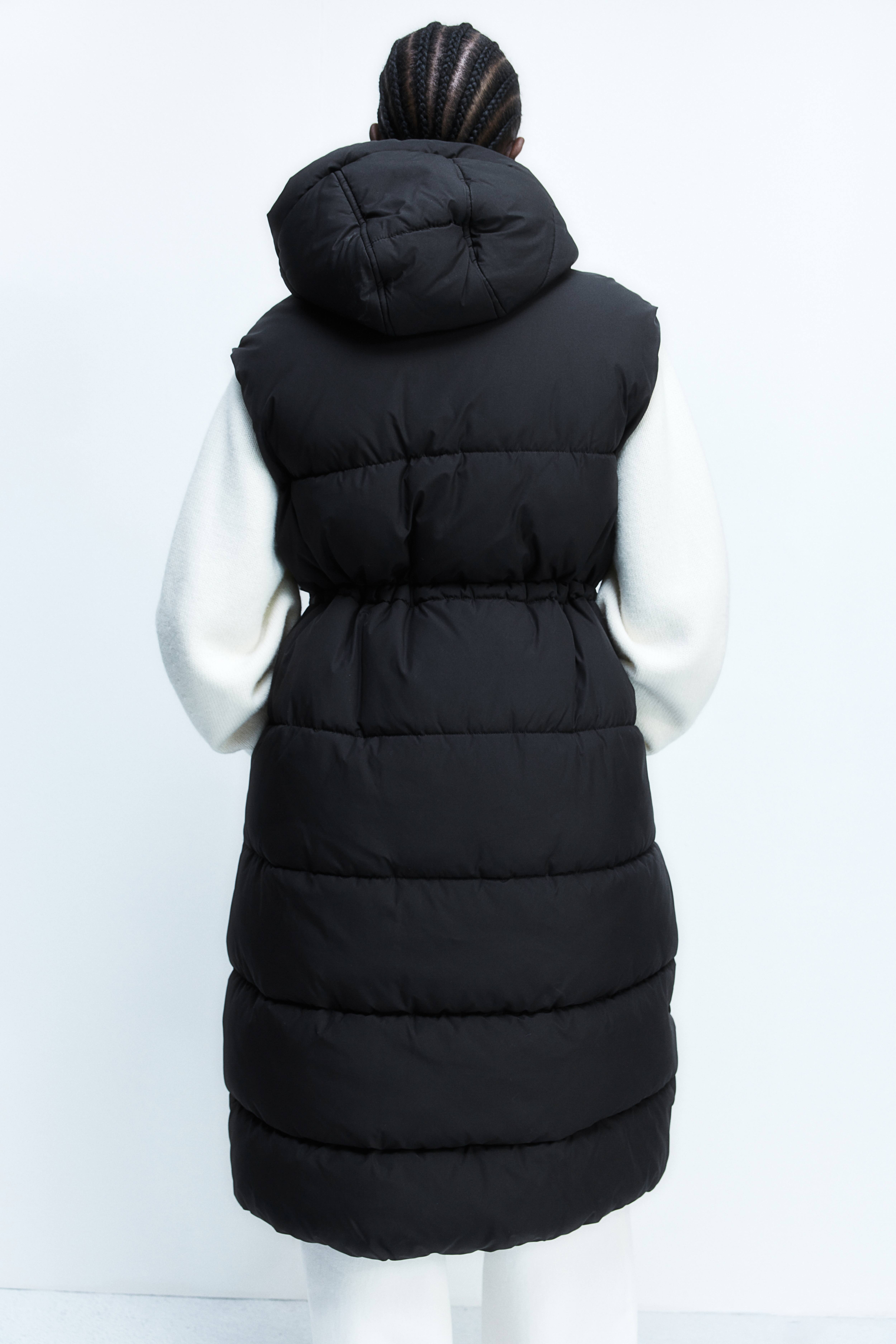 NEW H&M RARE Sold Out Full Length Oversized Hooded Puffer Vest shops