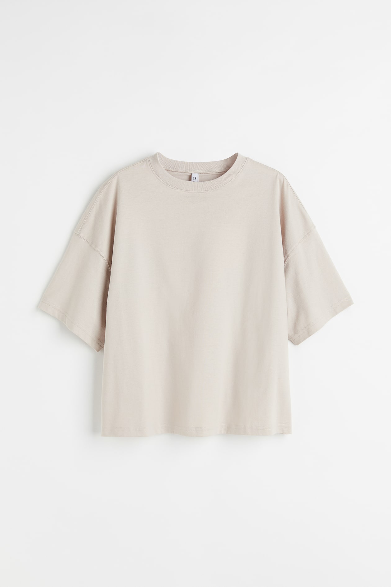 Boxy T-shirt - Round Neck - Short sleeve - Light taupe - Ladies | H&M US