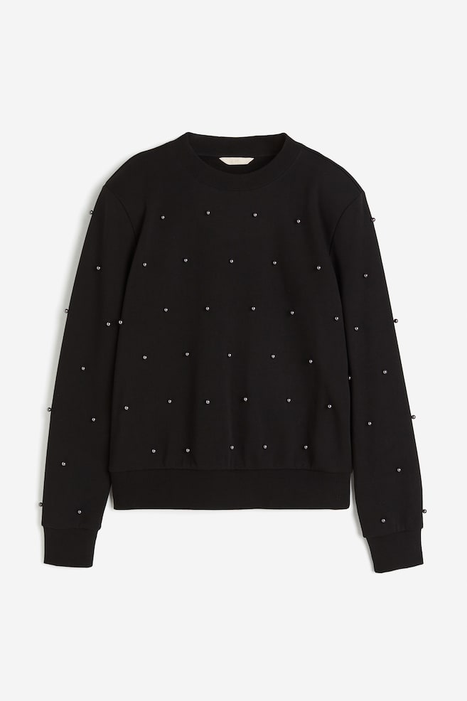 Sweatshirt mit Perlenstickereien - Schwarz/Perlen - 1