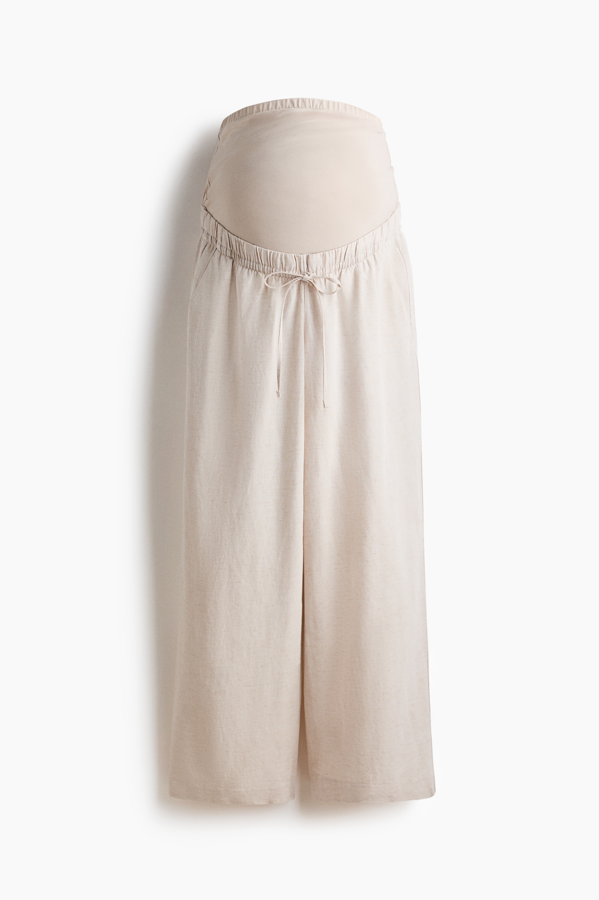 MAMA Pantalón en mezcla de lino con cordón - Beige claro/Negro