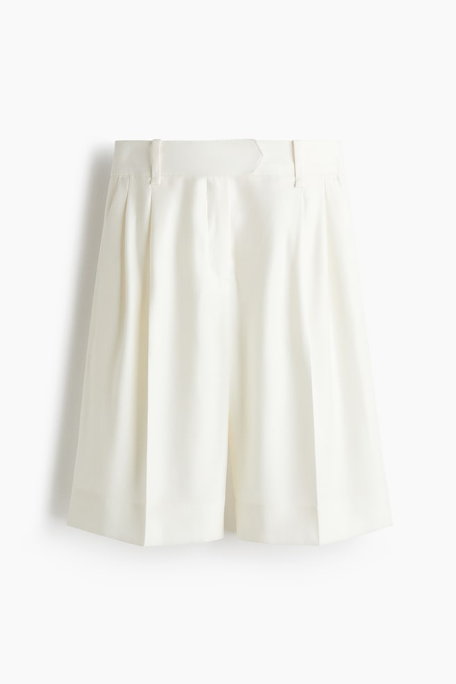 Tailored Bermuda shorts - White/Light beige - 1