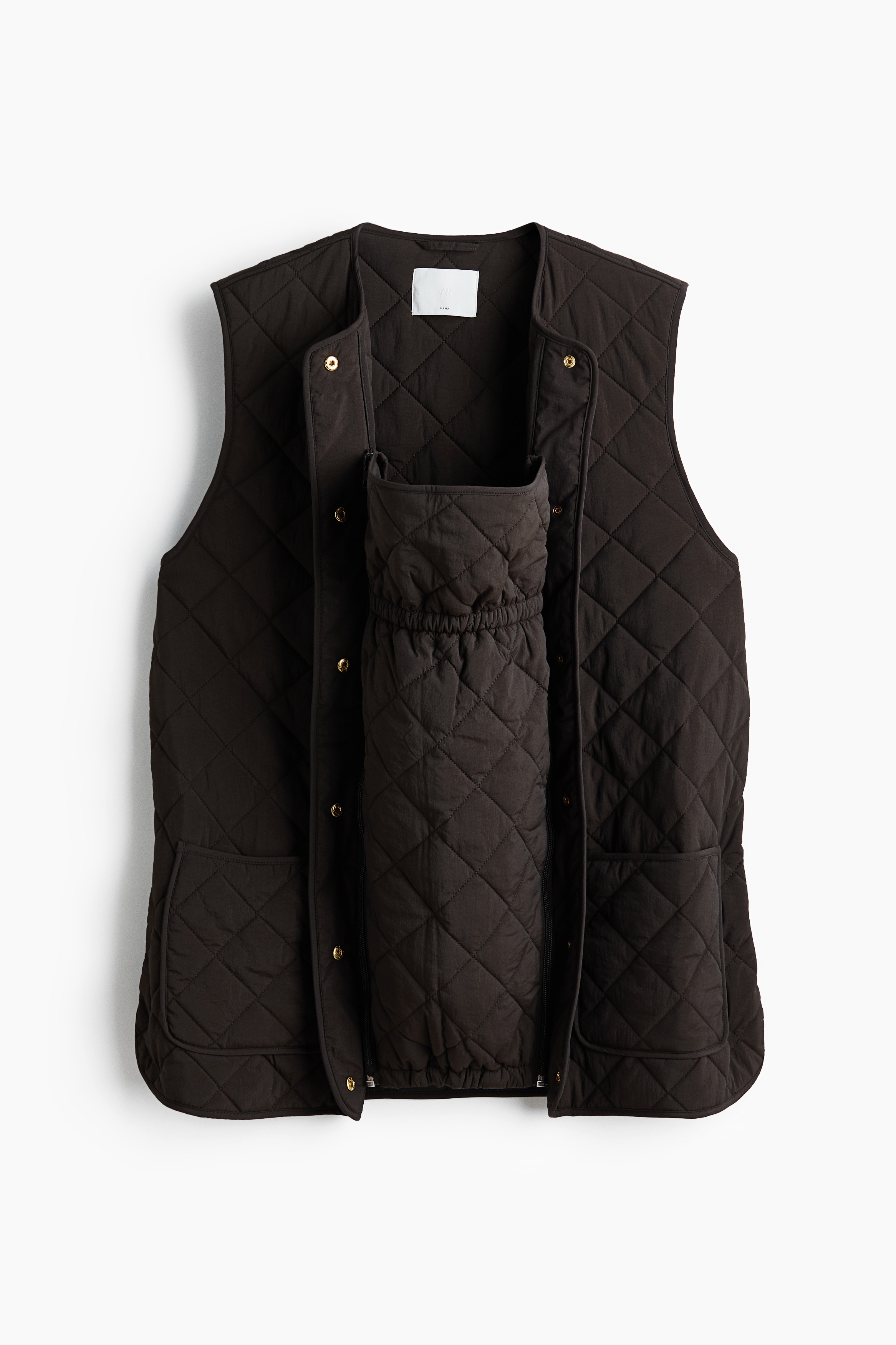MAMA Before & After Babywearing quilted gilet - Dark brown