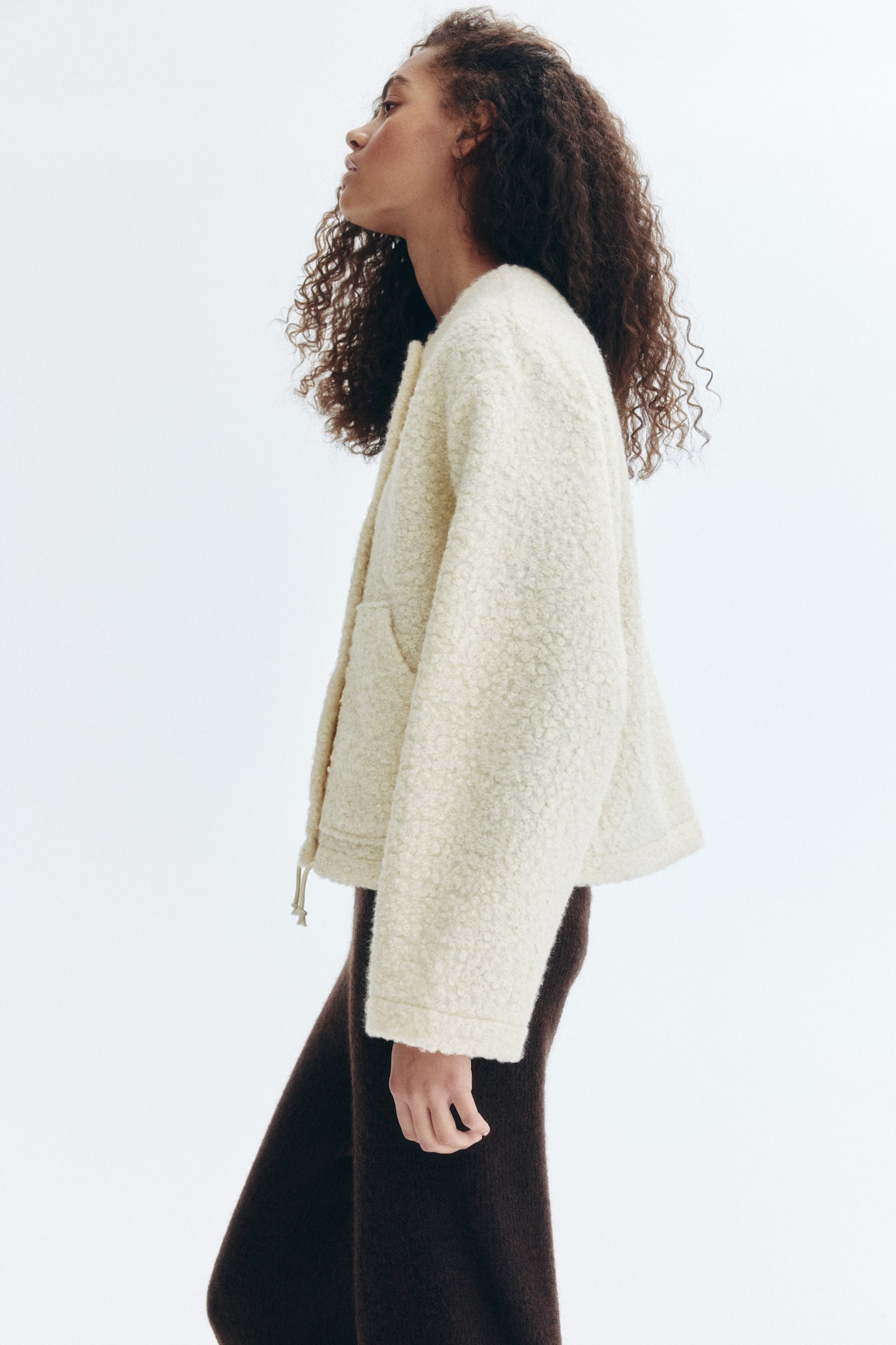 Saco en tejido peluche - Beige claro/Gris pardo - 5