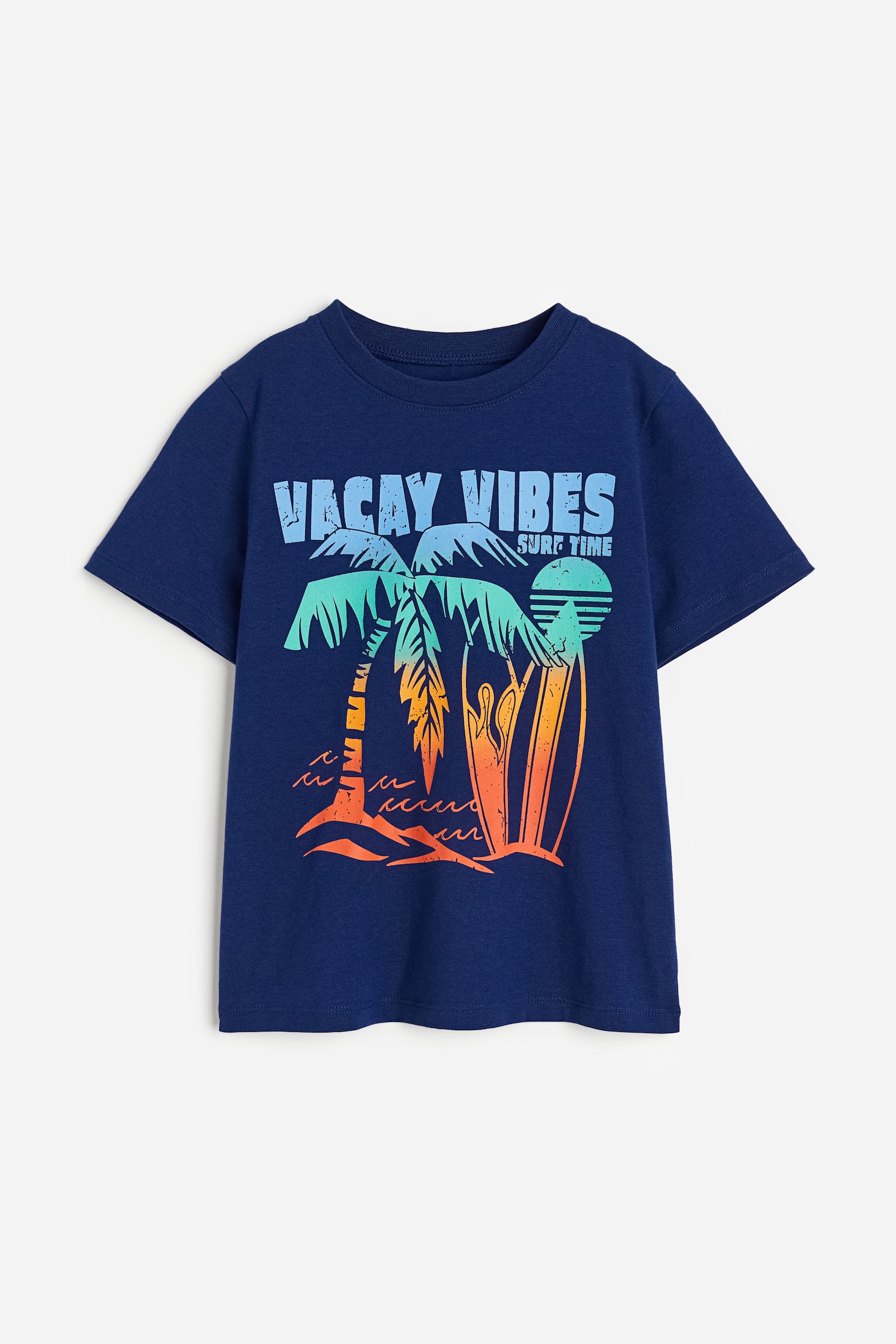 T-shirt en coton - Bleu foncé/Vacay Vibes