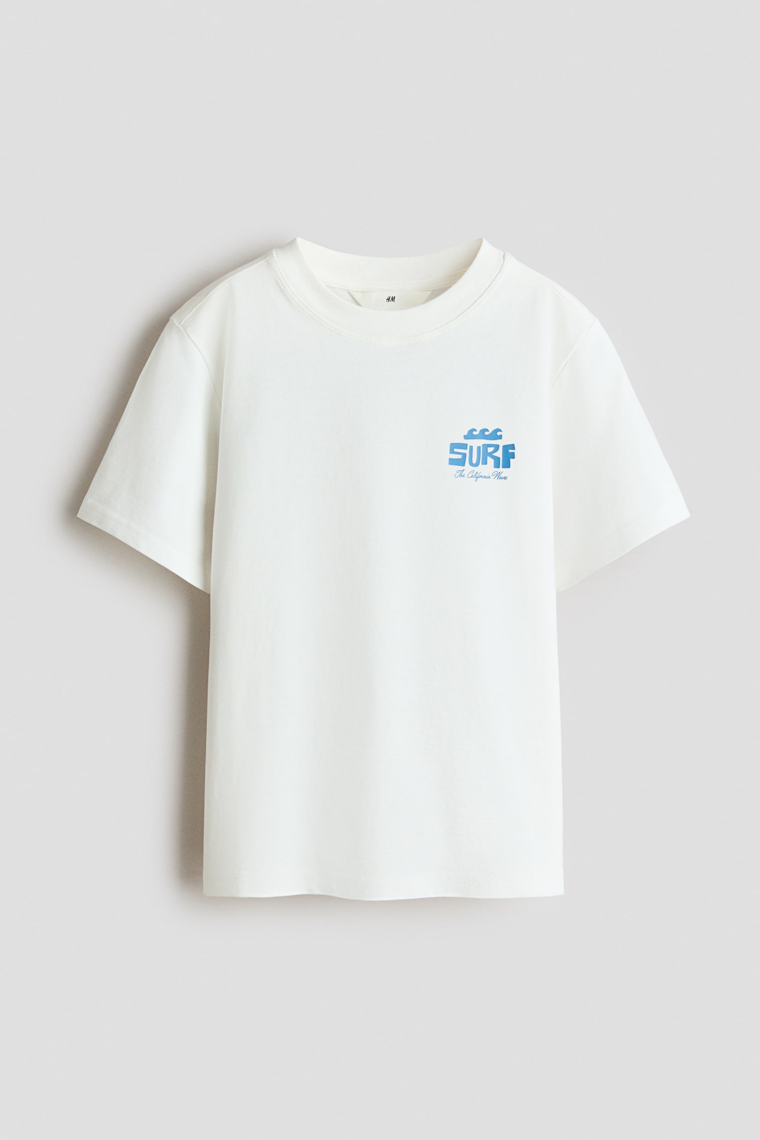 Printed cotton T-shirt-White/Surf - 2