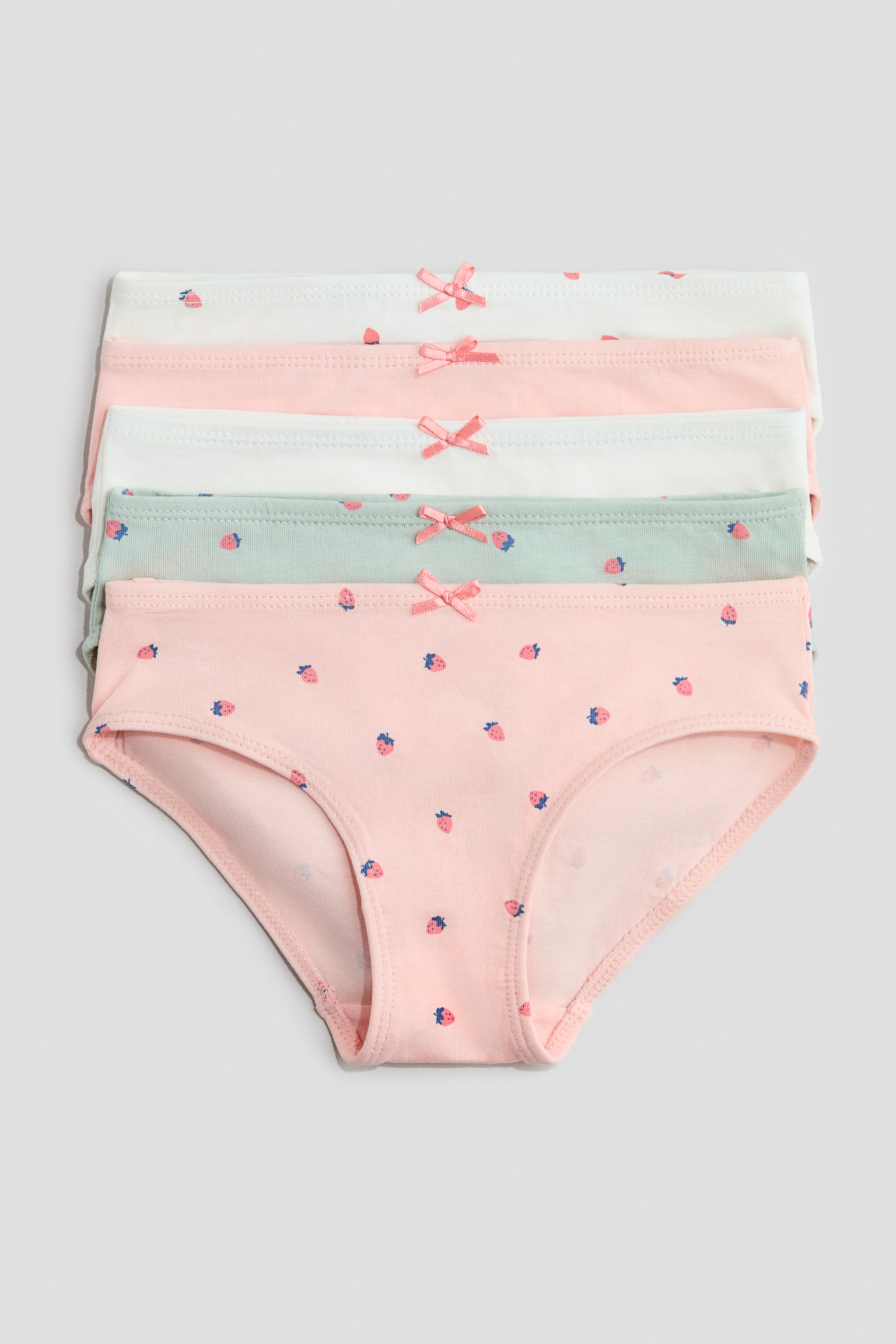 5-pack cotton briefs - Light pink/Strawberries/Light pink/Bows/Light pink/Hearts/Cream/Light pink/Turquoise/Unicorns/Blue/Hearts/Pink/Ballerinas/Pink/Green - 1