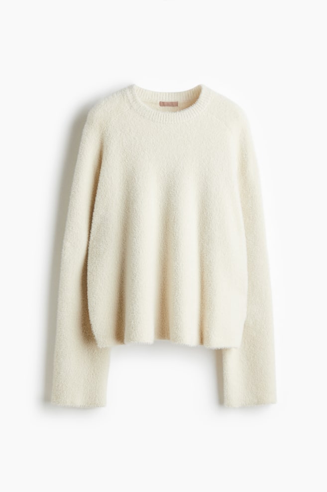 Pullover in maglia pelosa - Crema - 1