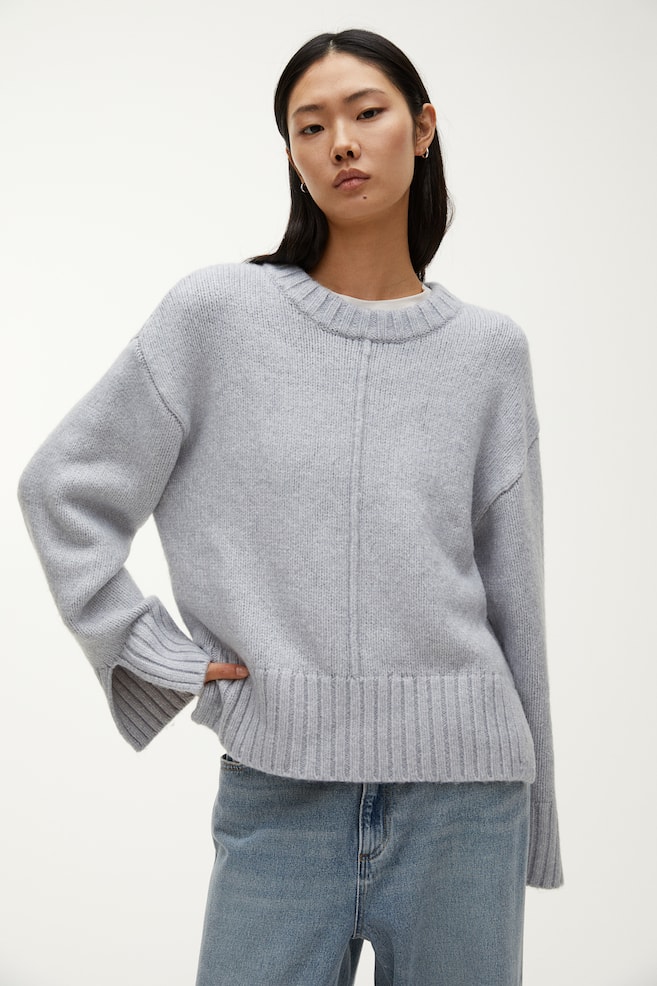 OVERSIZED CASHMERE-BLEND HALF-ZIP JUMPER - LIGHT BEIGE MÉLANGE