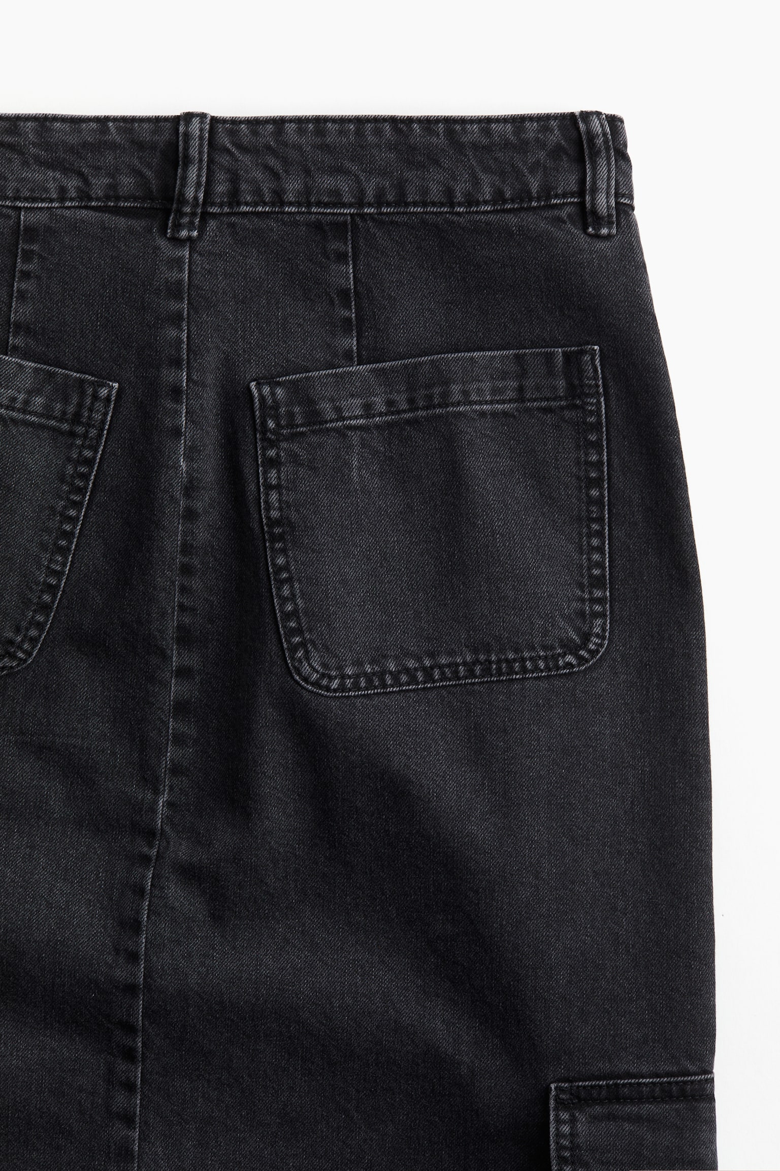 Denim cargo skirt - Black - 5