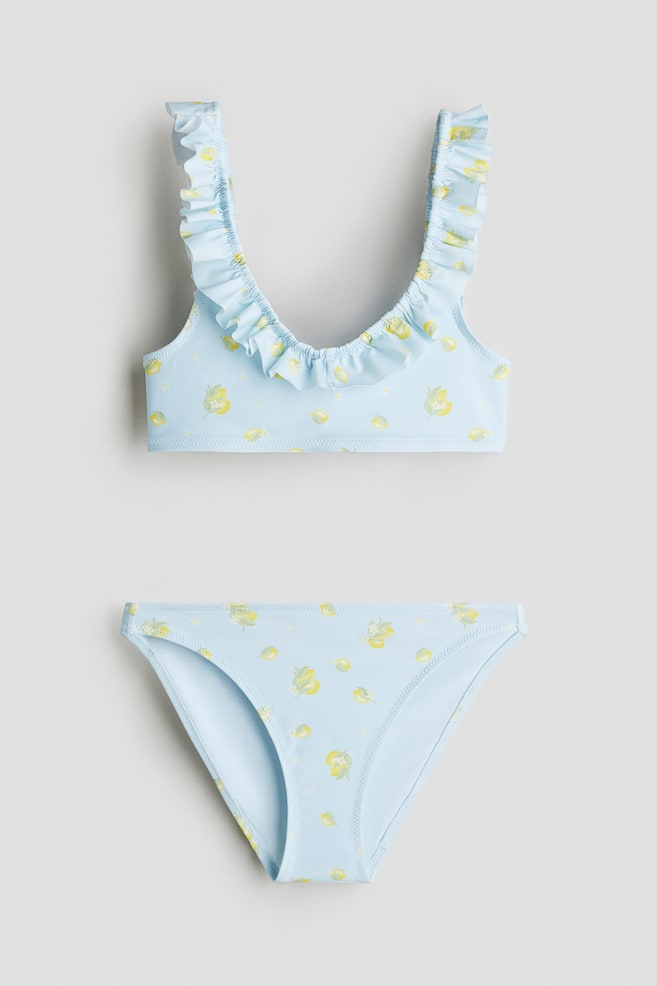 Bikini mit Volants - Hellblau/Zitronen/Korallenrosa - 1
