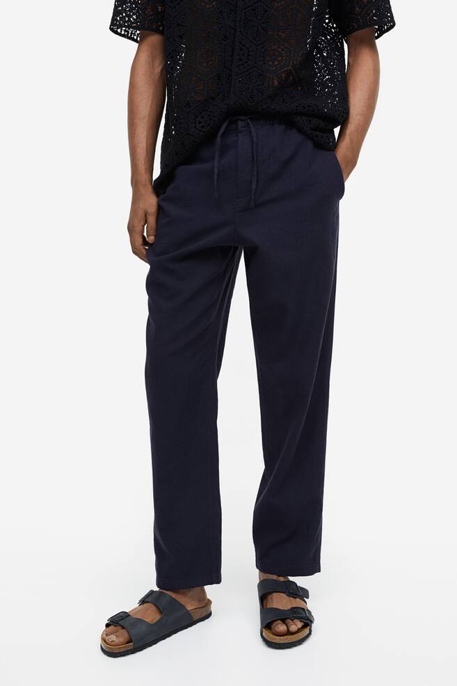 Regular Fit Linen-blend trousers - Dark blue/Cream/Black/Light beige/Striped/dc/dc/dc/dc - 6